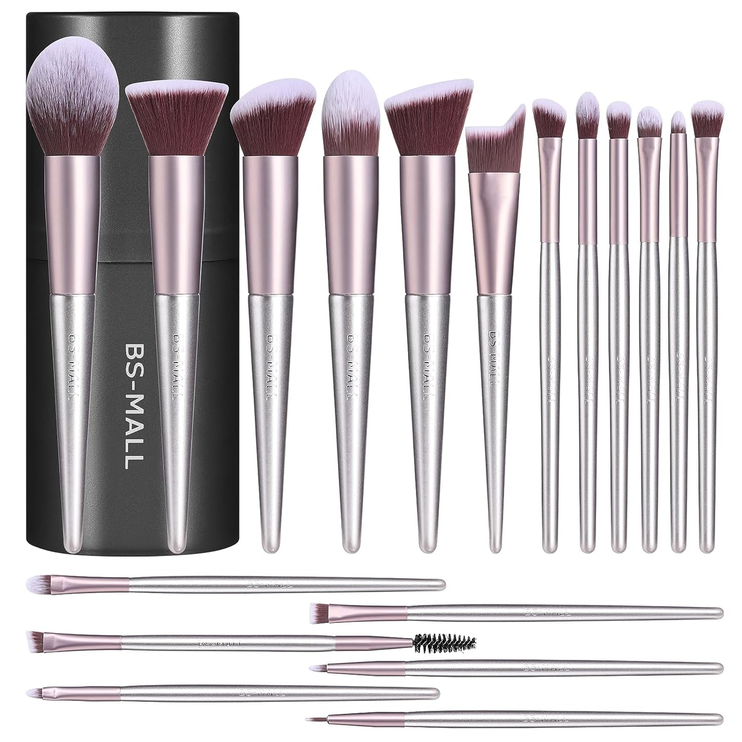 Premium 18-Piece Synthetic Makeup Brush Set with Black Case for Foundation, Powder, Concealers, Eye Shadows, and Blush