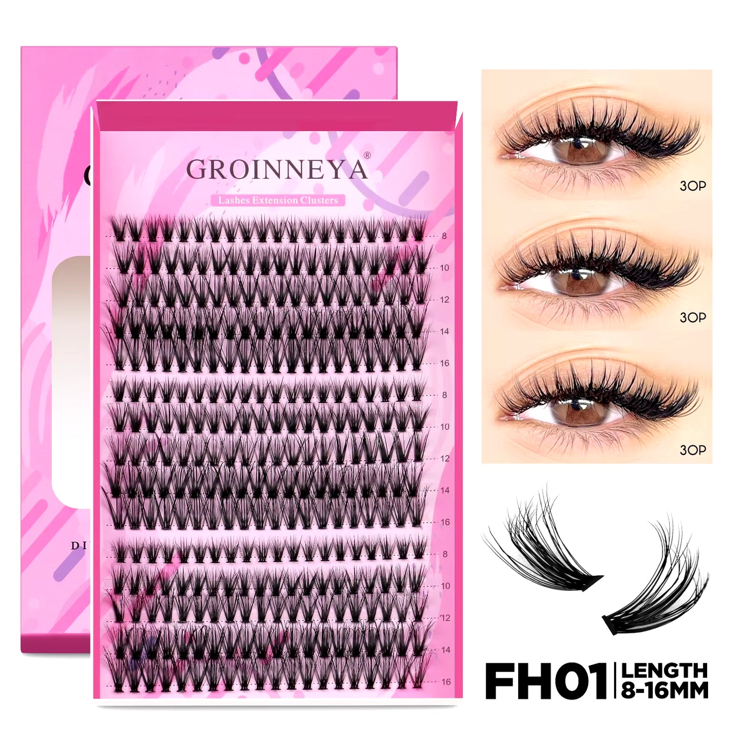 DIY Individual Lash Extension Kit - Complete Set with Cluster Mix Eyelashes, Lash Bond, and Seal for At-Home Application