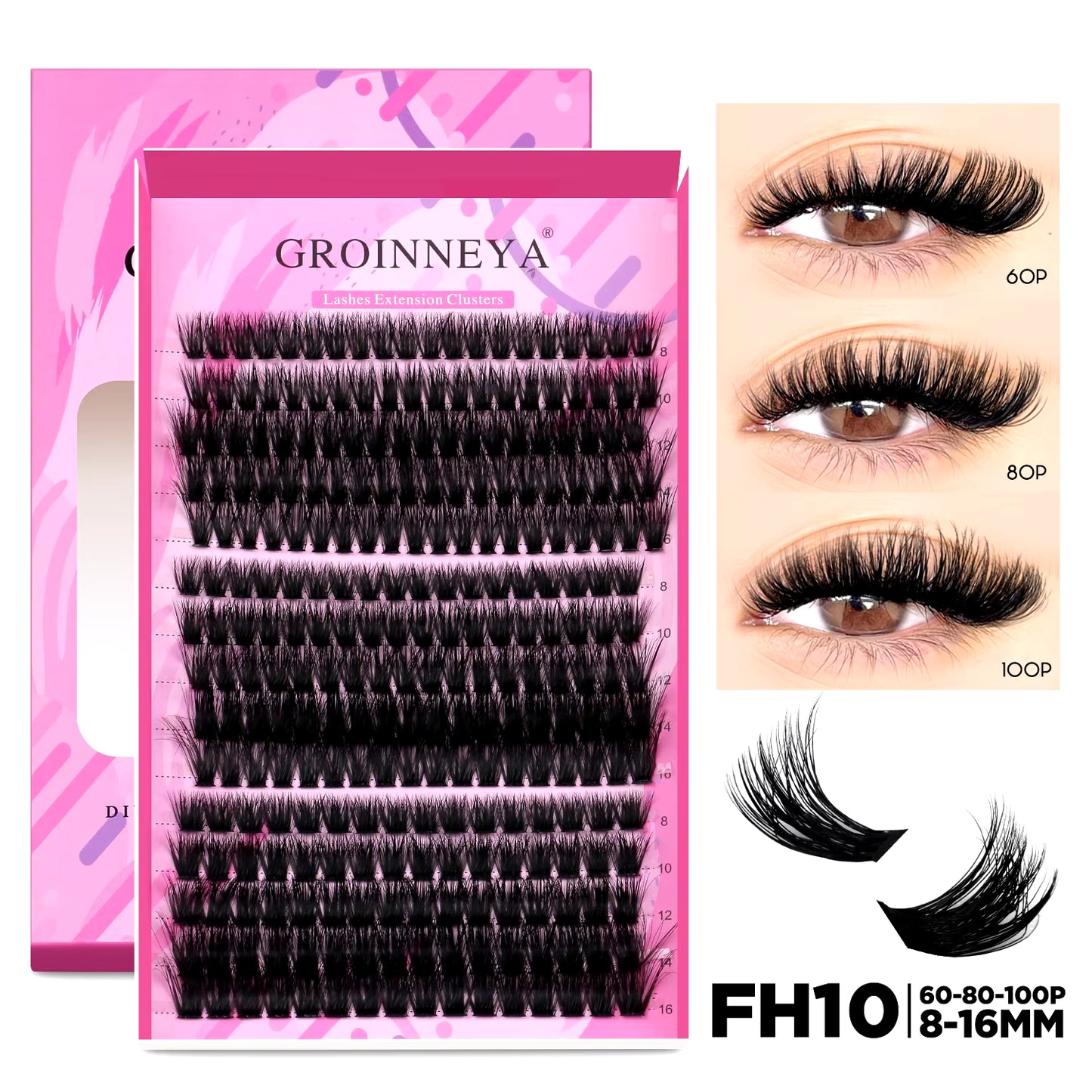DIY Individual Lash Extension Kit - Complete Set with Cluster Mix Eyelashes, Lash Bond, and Seal for At-Home Application