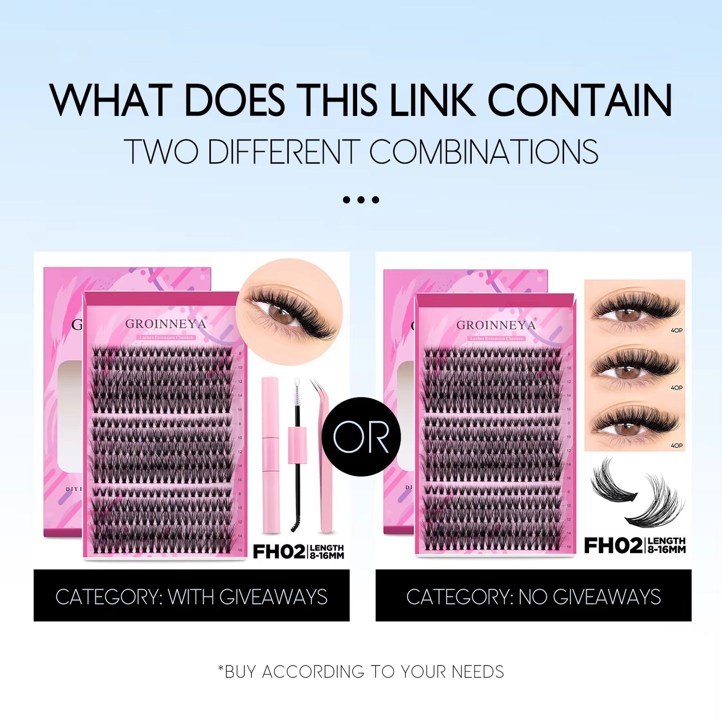DIY Individual Lash Extension Kit - Complete Set with Cluster Mix Eyelashes, Lash Bond, and Seal for At-Home Application