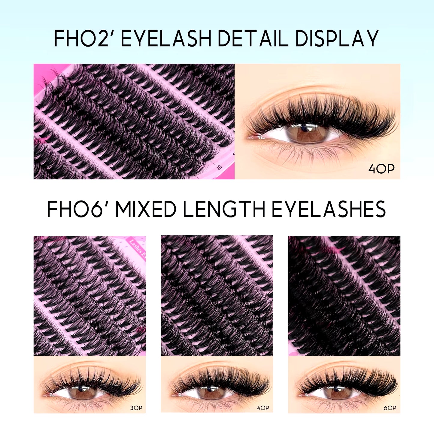 DIY Individual Lash Extension Kit - Complete Set with Cluster Mix Eyelashes, Lash Bond, and Seal for At-Home Application