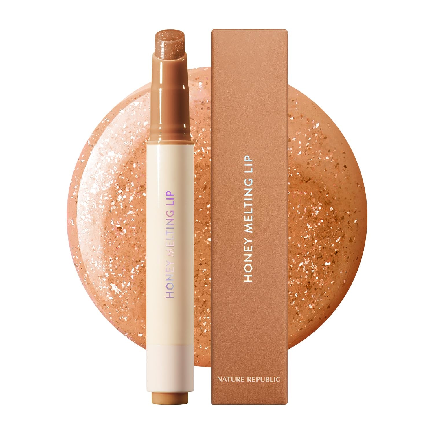 Honey Melting Lip Stick (02 Fig) - Hydrating Gloss and Moisturizing Balm with Sheer Tint and Nude Shine Finish, Korean Makeup