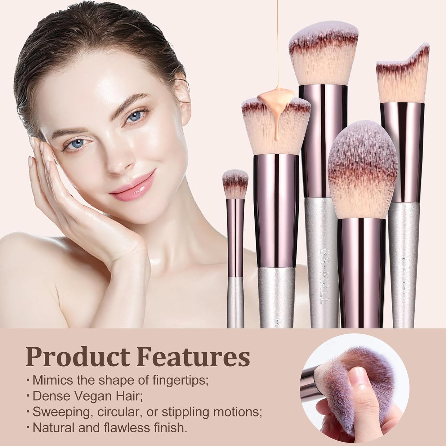 Premium 18-Piece Synthetic Makeup Brush Set with Black Case for Foundation, Powder, Concealers, Eye Shadows, and Blush