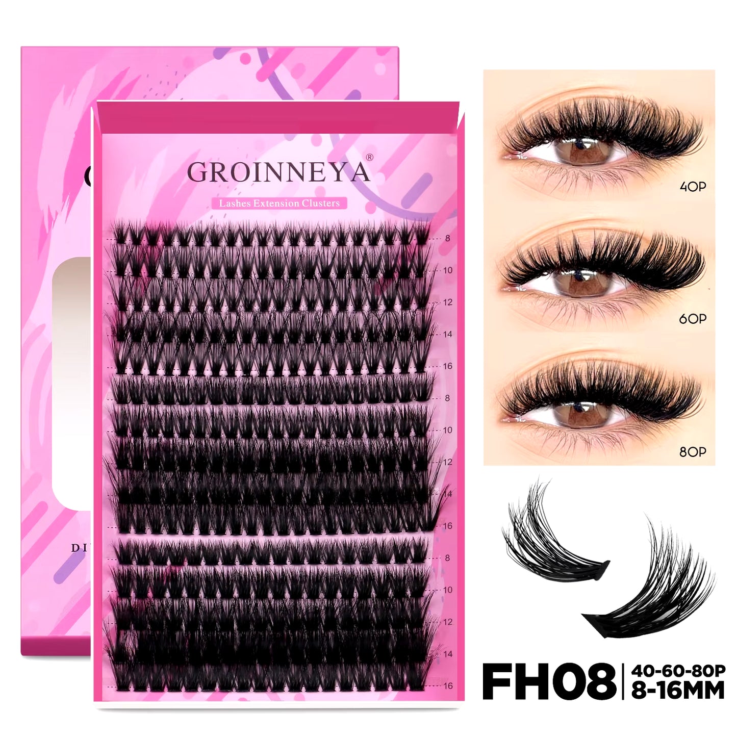 DIY Individual Lash Extension Kit - Complete Set with Cluster Mix Eyelashes, Lash Bond, and Seal for At-Home Application