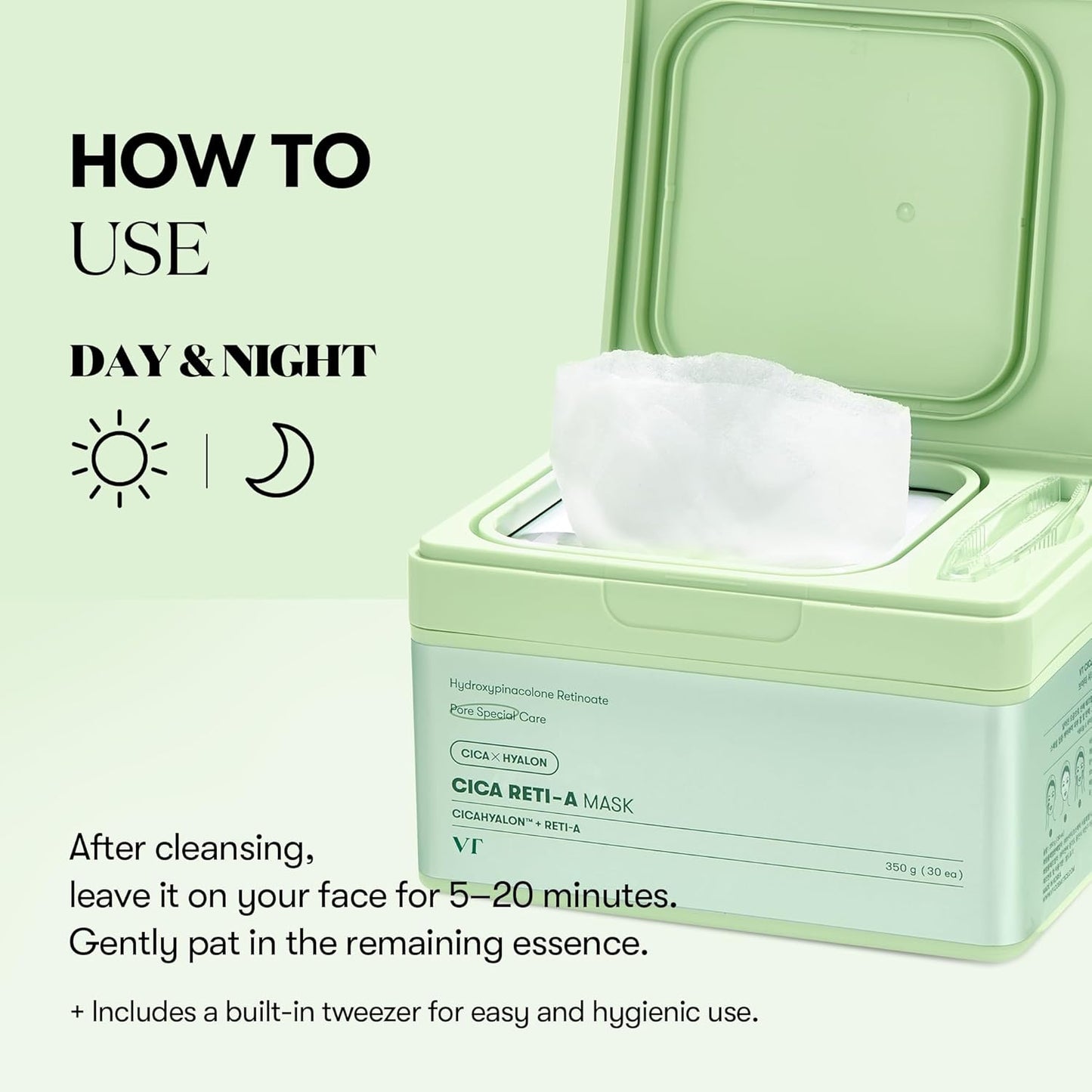 CICA Reti-A Daily Facial Mask - 30 Sheets, Retinol Complex for Pore Minimization, Skin Softening, and Hydration, Ideal for Retinol Beginners, Premium Korean Skincare Solution