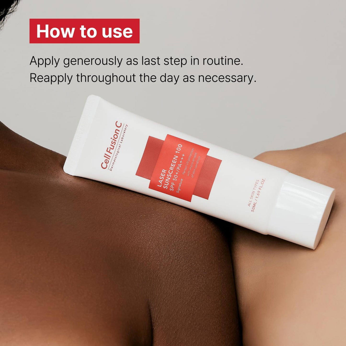 Laser Sunscreen SPF 50 - Lightweight, Non-Greasy Korean Sunscreen for Sensitive and Acne-Prone Skin with Ceramide and Collagen, Water Resistant, 50ml / 1.69 fl. oz.