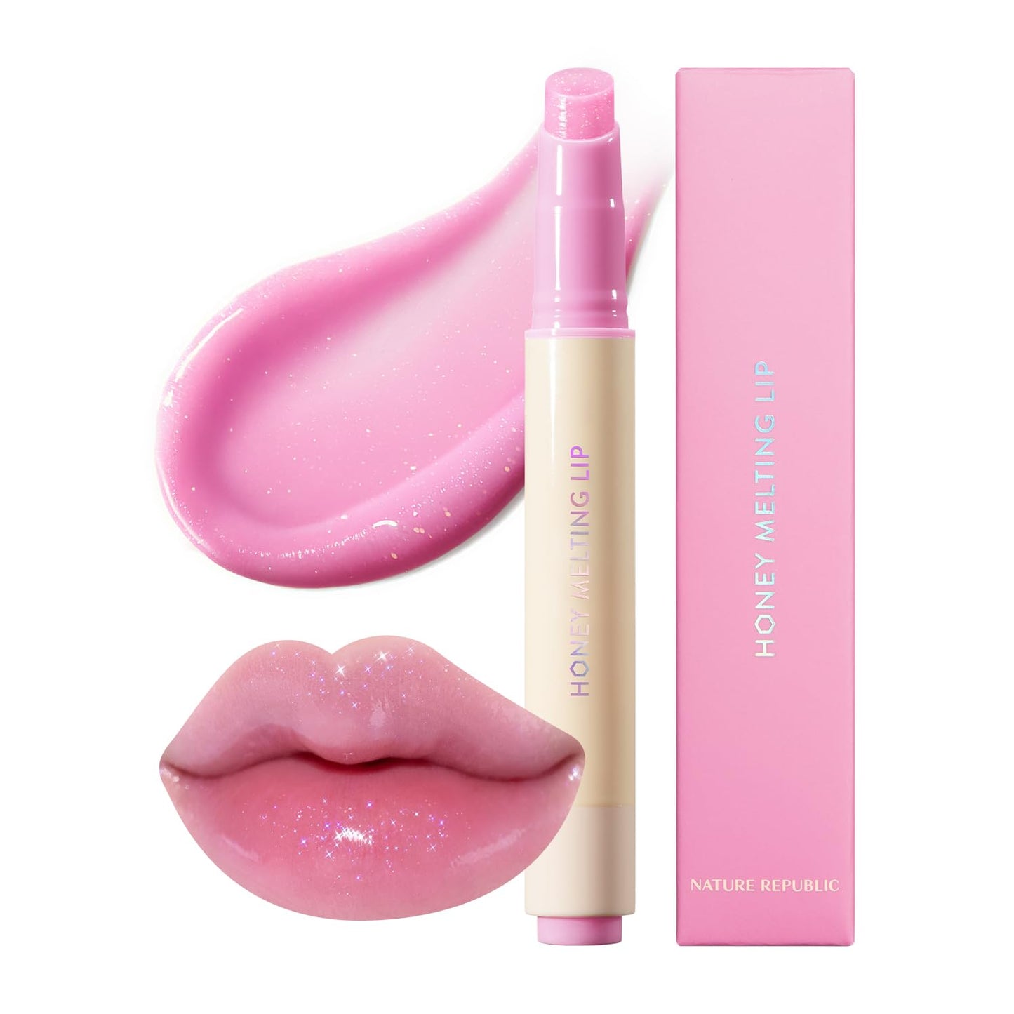 Honey Melting Lip Stick (02 Fig) - Hydrating Gloss and Moisturizing Balm with Sheer Tint and Nude Shine Finish, Korean Makeup