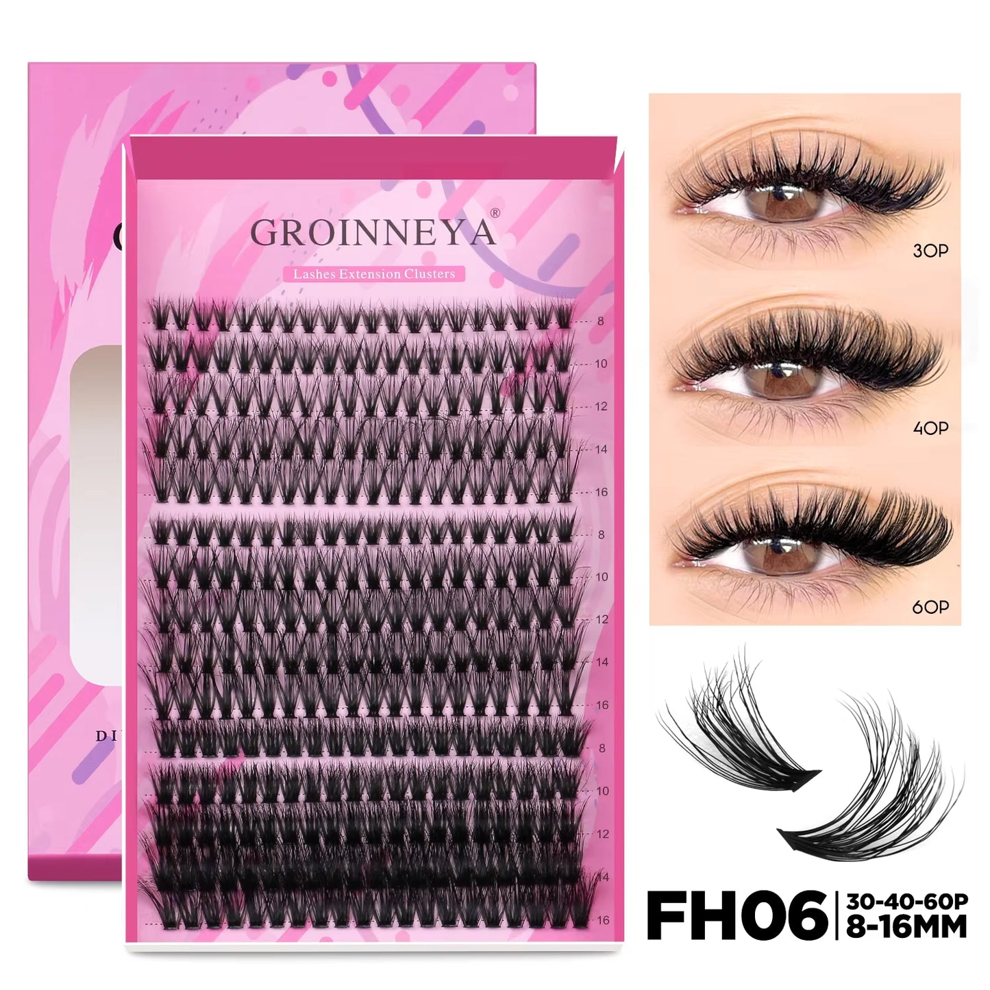DIY Individual Lash Extension Kit - Complete Set with Cluster Mix Eyelashes, Lash Bond, and Seal for At-Home Application