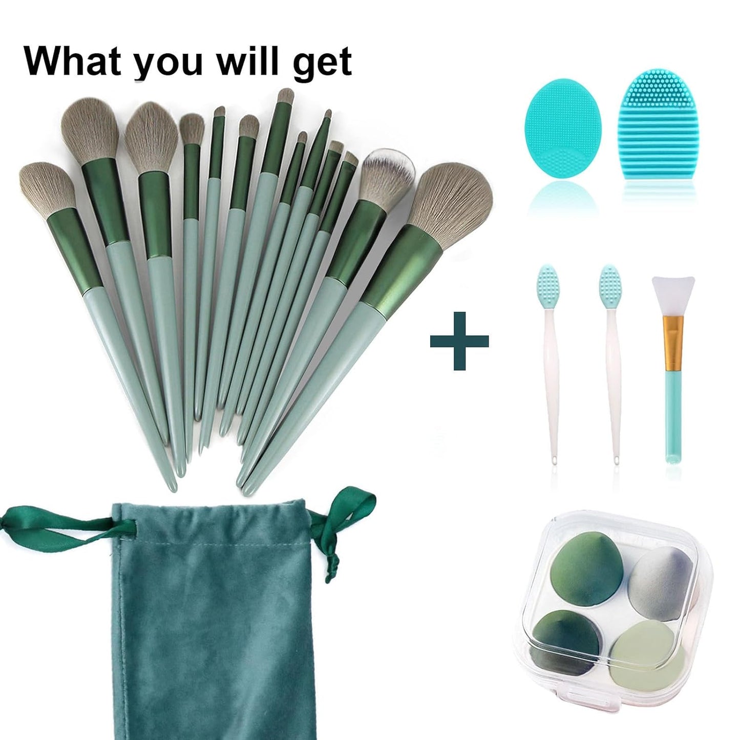Get Glam with Our 22-Piece Green Makeup Brush Set! Perfect for Flawless Foundation & Stunning Eyeshadow Looks! ππβ¨