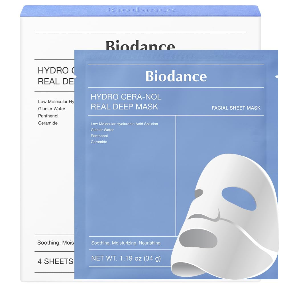 Bio-Collagen Deep Hydrating Overnight Hydrogel Mask - Pore Minimizing and Elasticity Enhancing, 34g x 4 Packs