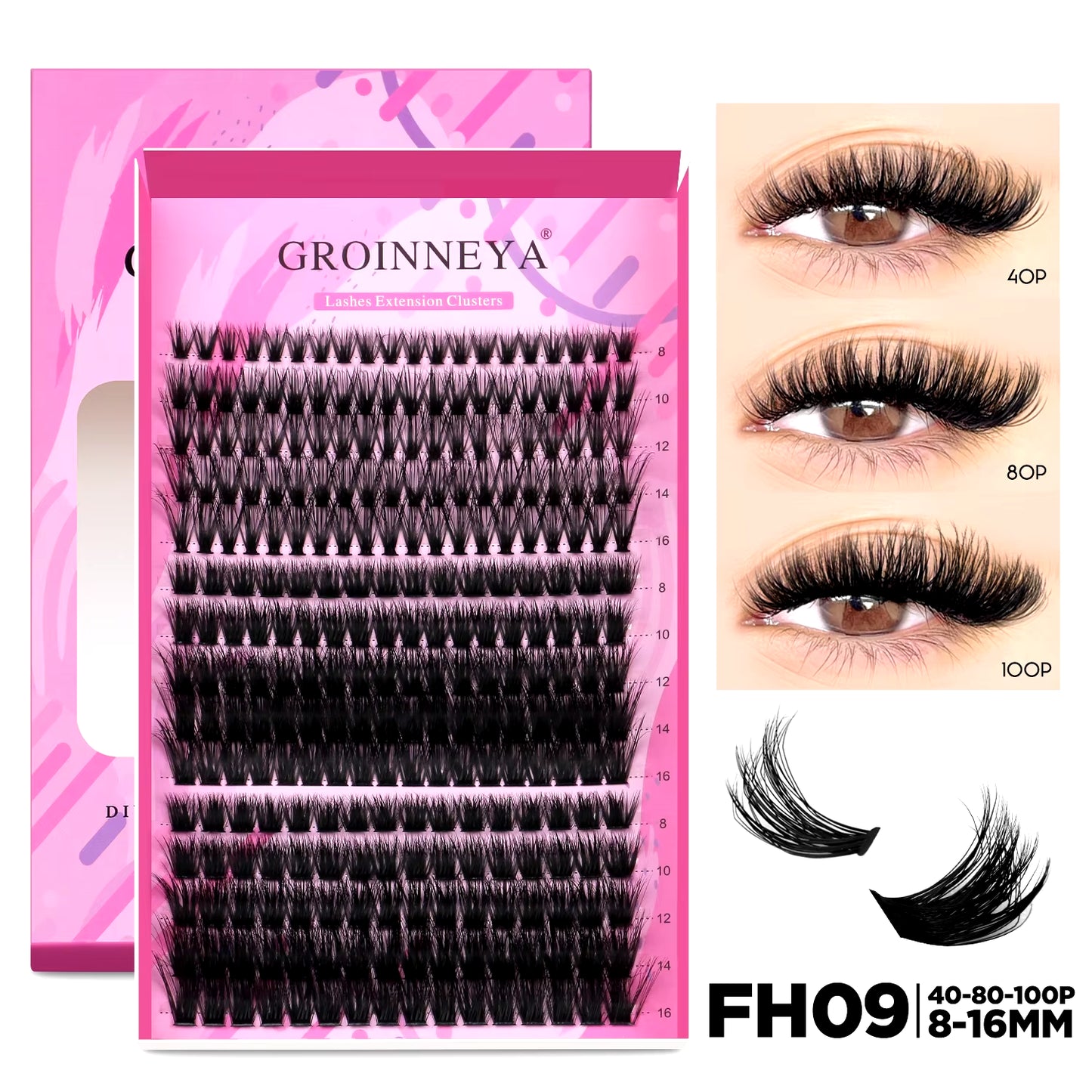 DIY Individual Lash Extension Kit - Complete Set with Cluster Mix Eyelashes, Lash Bond, and Seal for At-Home Application