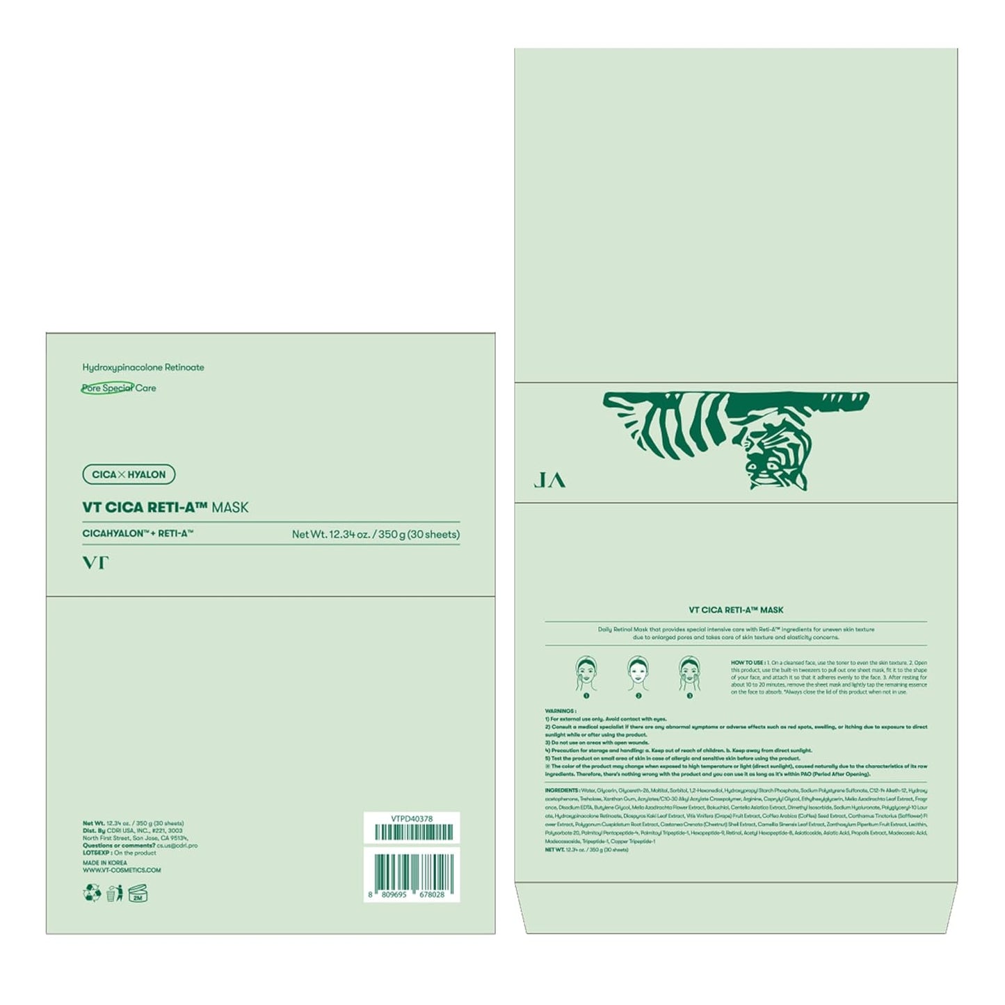 CICA Reti-A Daily Facial Mask - 30 Sheets, Retinol Complex for Pore Minimization, Skin Softening, and Hydration, Ideal for Retinol Beginners, Premium Korean Skincare Solution