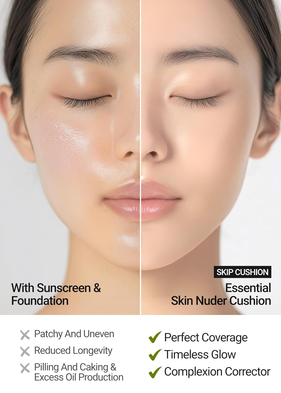 Glow Up with Our Essential Skin Nuder Cushion (02 Fair Light)! 🌟✨ Includes Refill | Flawless Natural Finish | SPF 50 Protection | Loved by Pro Makeup Artists! 💖 #BeautyEssentials #MakeupMagic