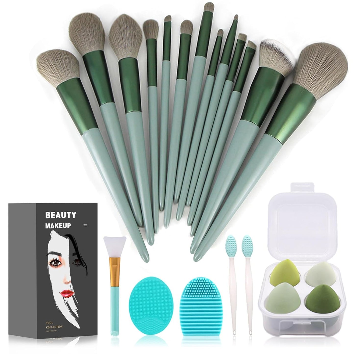 Get Glam with Our 22-Piece Green Makeup Brush Set! Perfect for Flawless Foundation & Stunning Eyeshadow Looks! ππβ¨