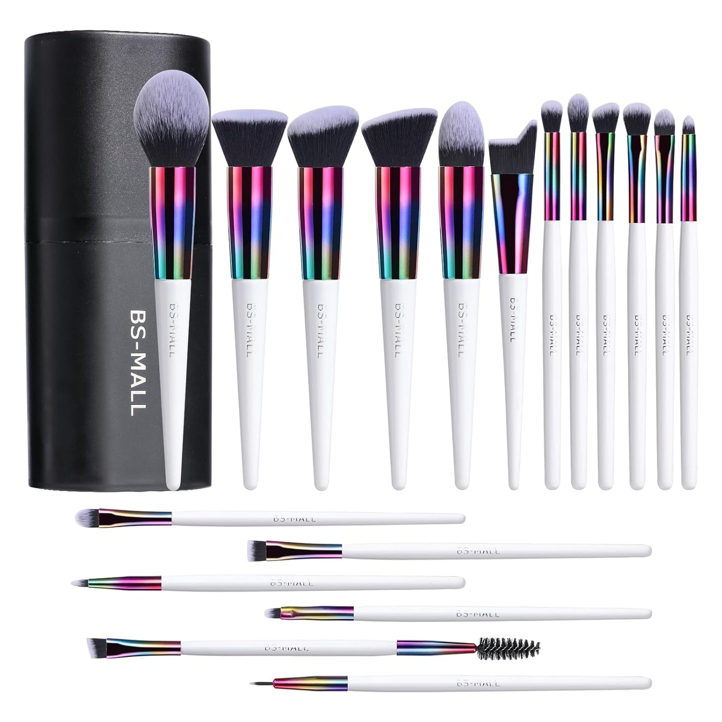Premium 18-Piece Synthetic Makeup Brush Set with Black Case for Foundation, Powder, Concealers, Eye Shadows, and Blush