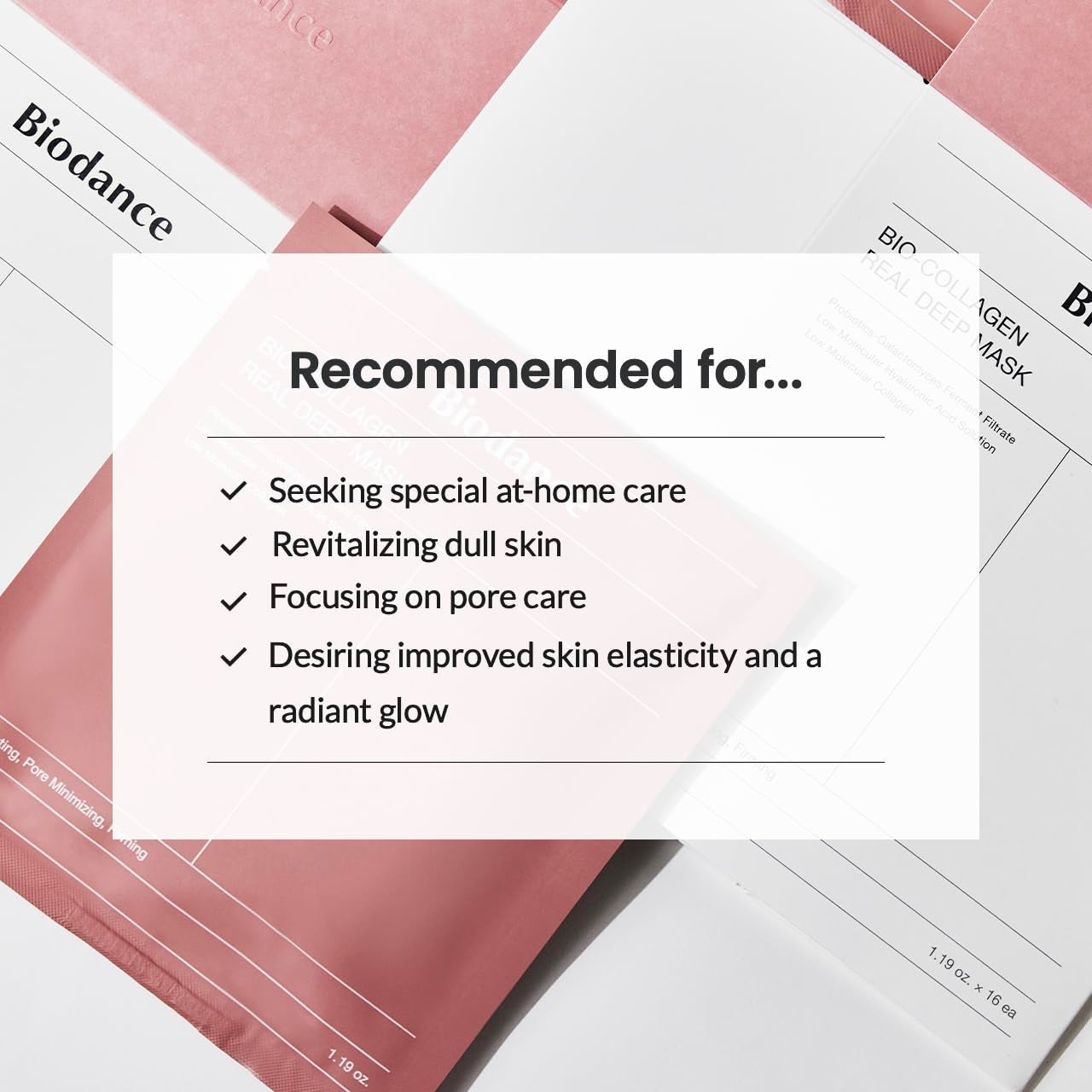 Bio-Collagen Deep Hydrating Overnight Hydrogel Mask - Pore Minimizing and Elasticity Enhancing, 34g x 4 Packs