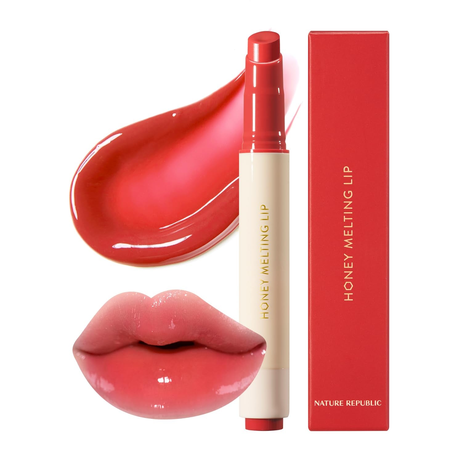 Honey Melting Lip Stick (02 Fig) - Hydrating Gloss and Moisturizing Balm with Sheer Tint and Nude Shine Finish, Korean Makeup