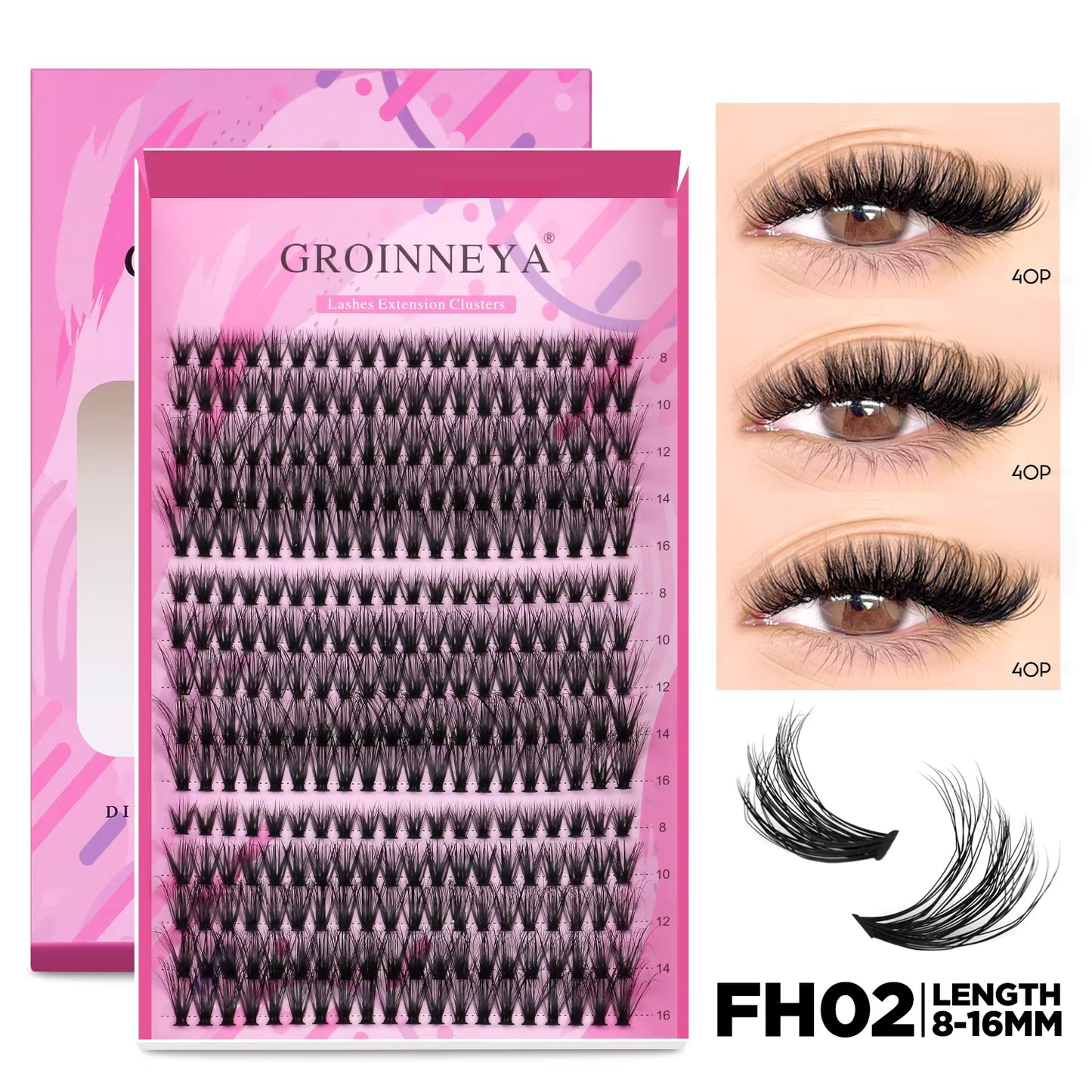 DIY Individual Lash Extension Kit - Complete Set with Cluster Mix Eyelashes, Lash Bond, and Seal for At-Home Application