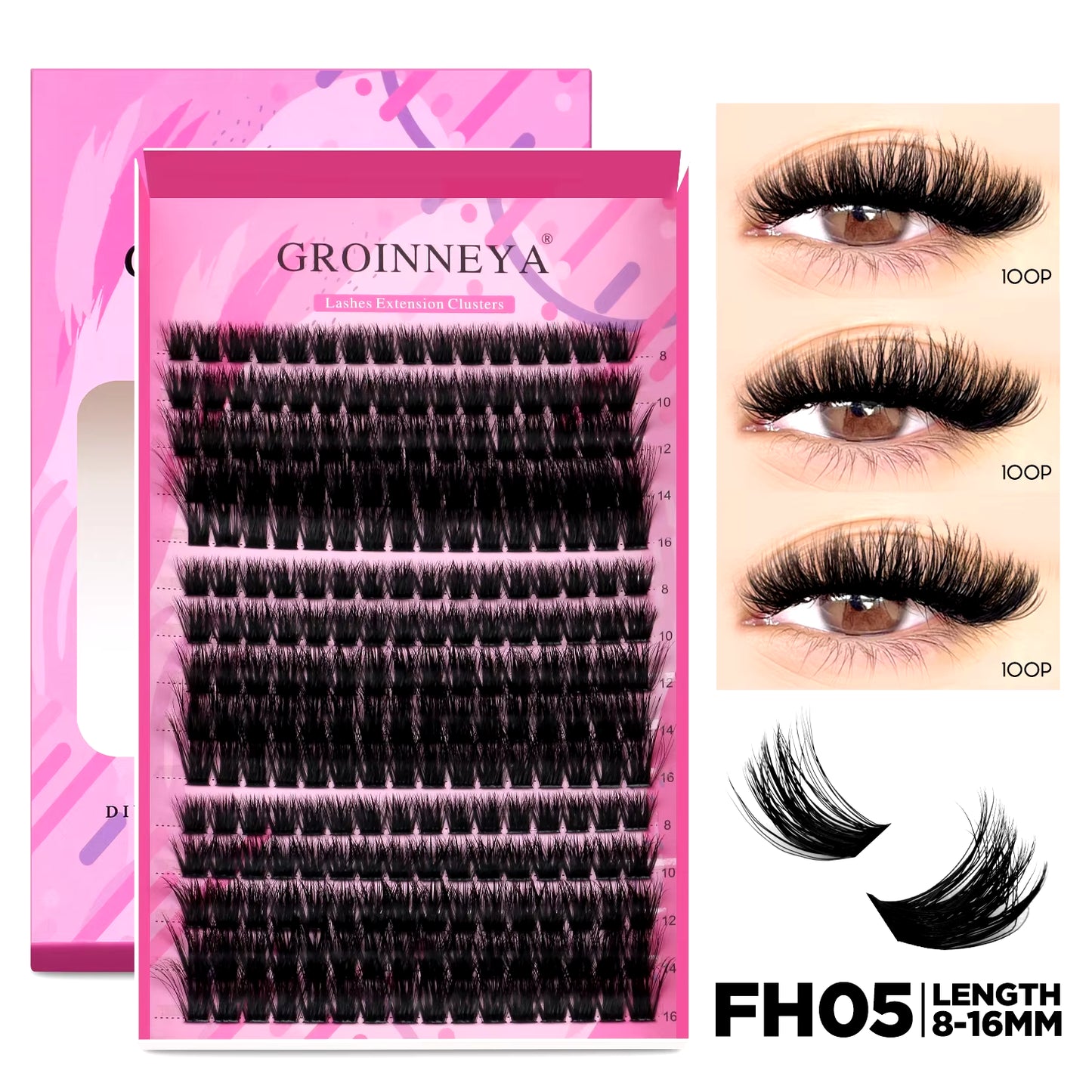 DIY Individual Lash Extension Kit - Complete Set with Cluster Mix Eyelashes, Lash Bond, and Seal for At-Home Application