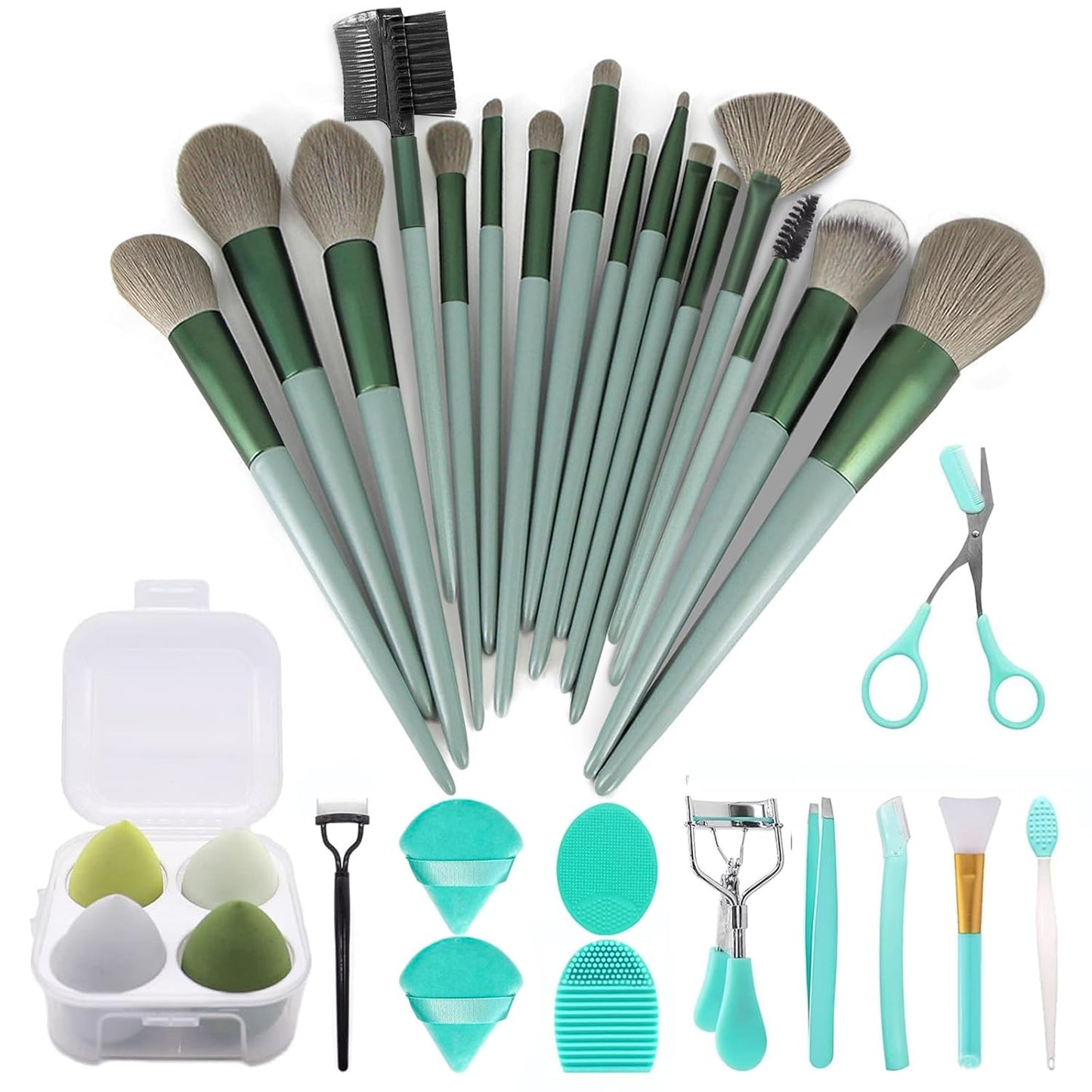 Get Glam with Our 22-Piece Green Makeup Brush Set! Perfect for Flawless Foundation & Stunning Eyeshadow Looks! ππβ¨