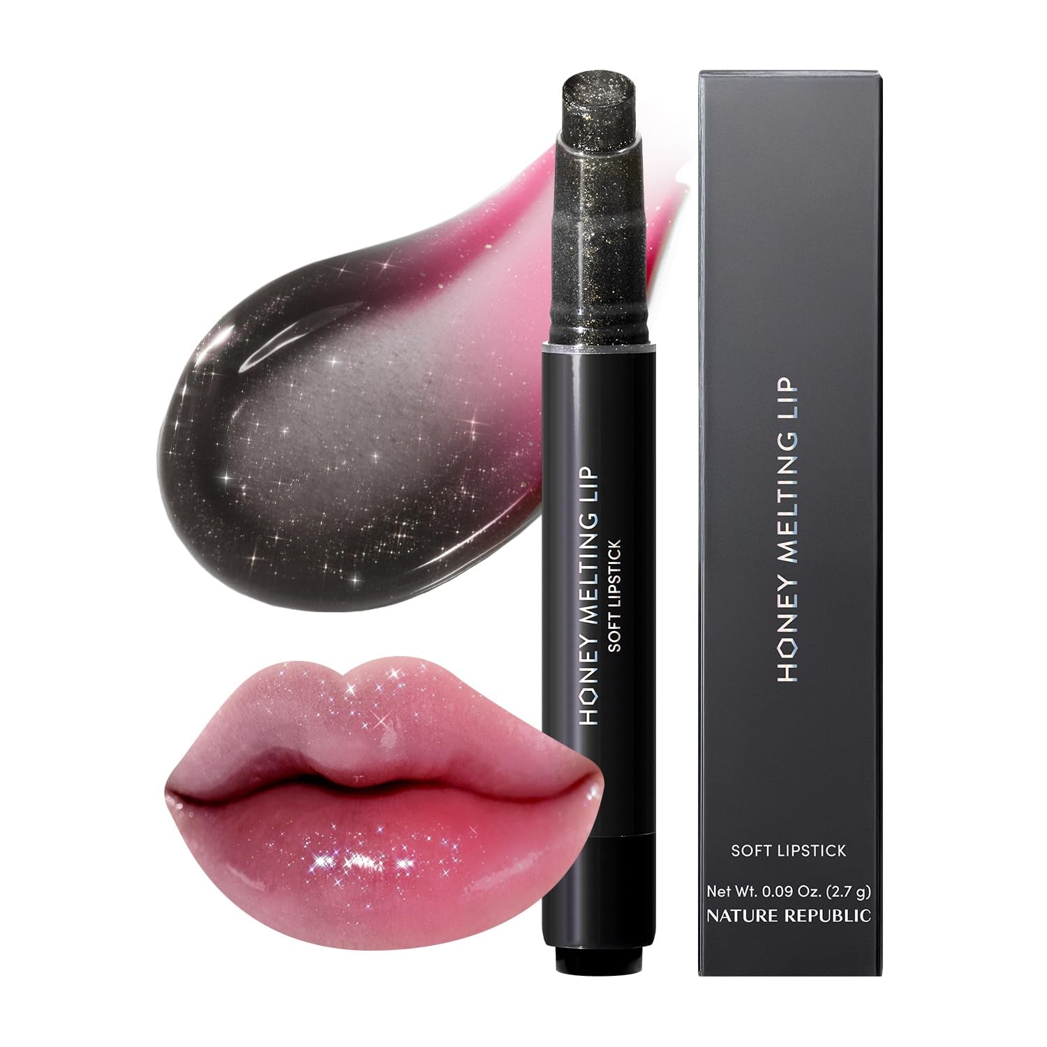 Honey Melting Lip Stick (02 Fig) - Hydrating Gloss and Moisturizing Balm with Sheer Tint and Nude Shine Finish, Korean Makeup