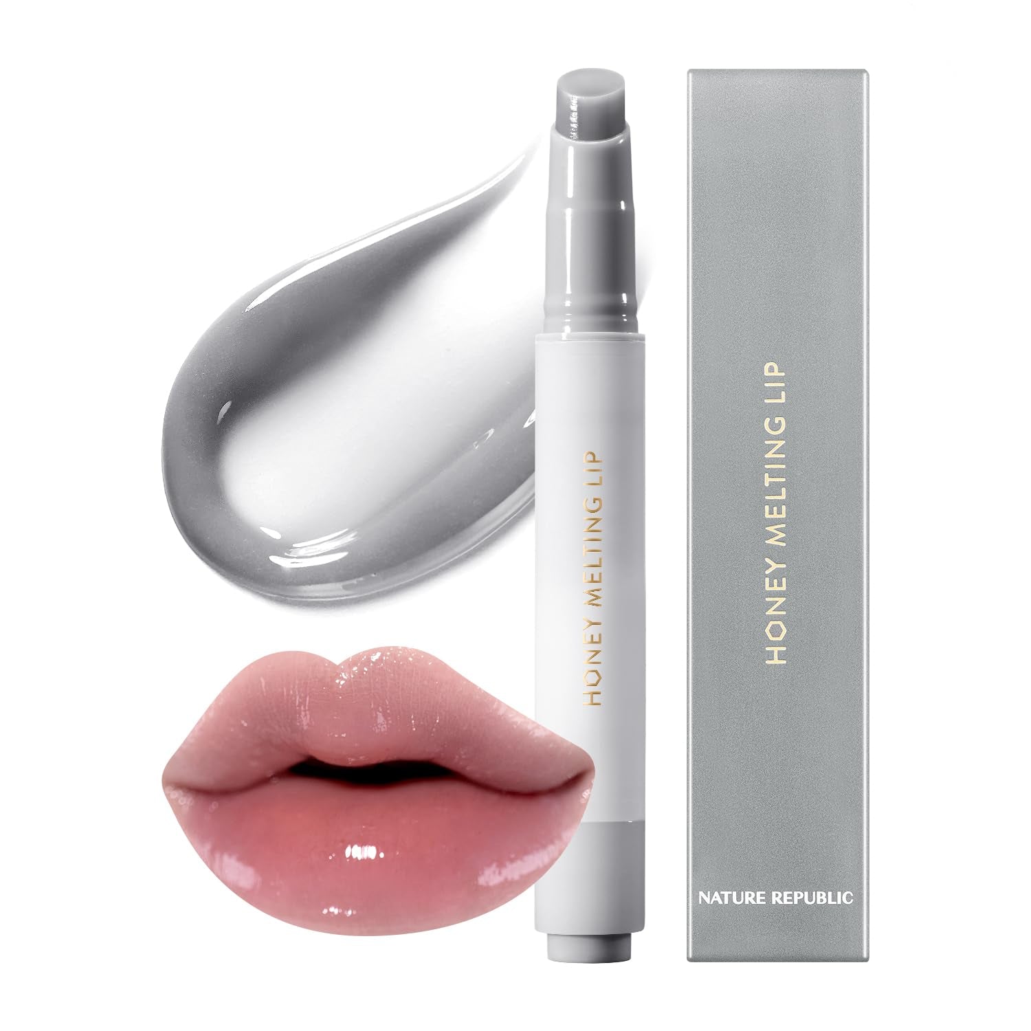 Honey Melting Lip Stick (02 Fig) - Hydrating Gloss and Moisturizing Balm with Sheer Tint and Nude Shine Finish, Korean Makeup