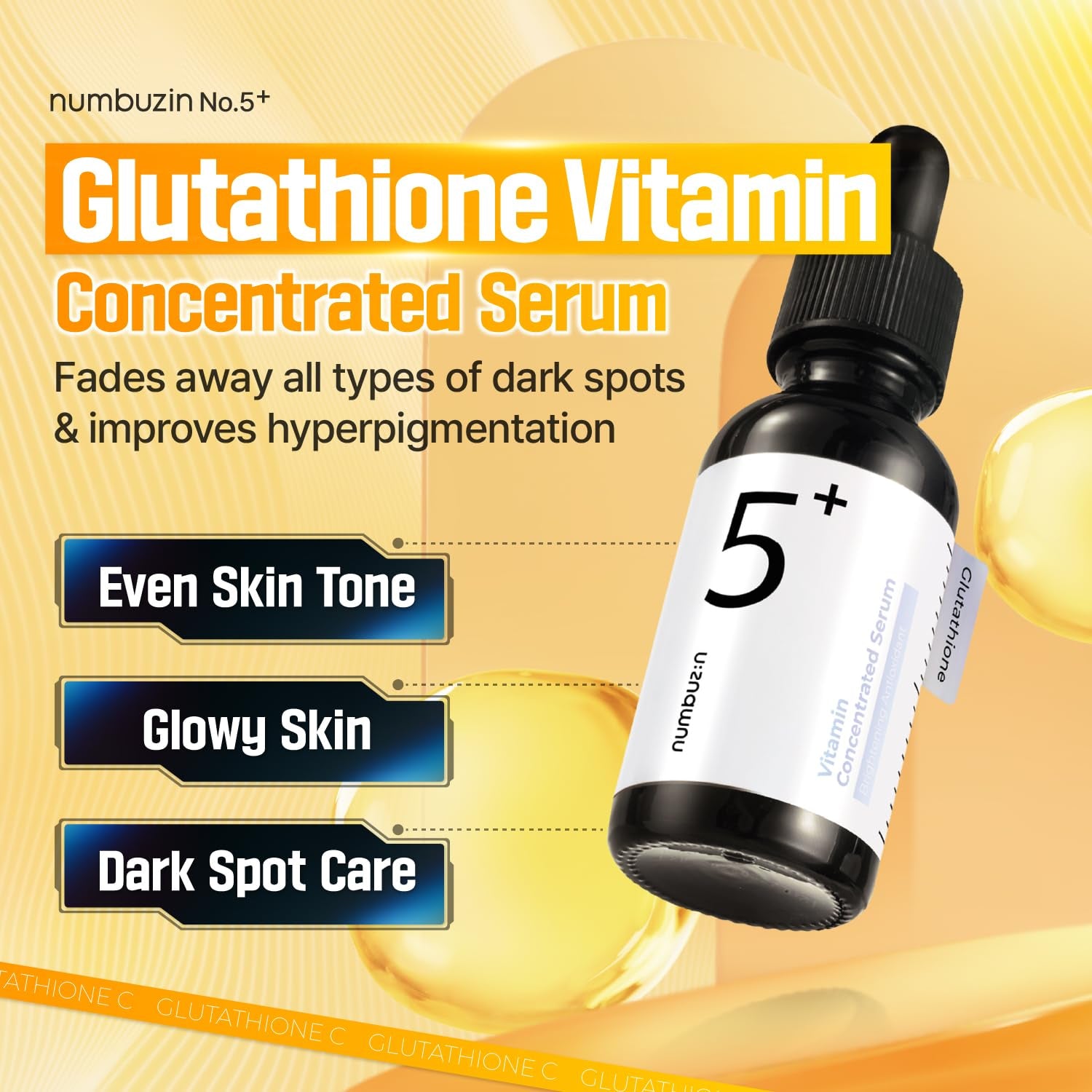 Say goodbye to dark spots! 🌟 Discover our No.5 Concentrated Serum packed with Tranexamic Acid, Niacinamide, Glutathione, and Vitamin C—perfect for sensitive skin! ✨ 1.01 Fl. Oz. of radiance awaits!