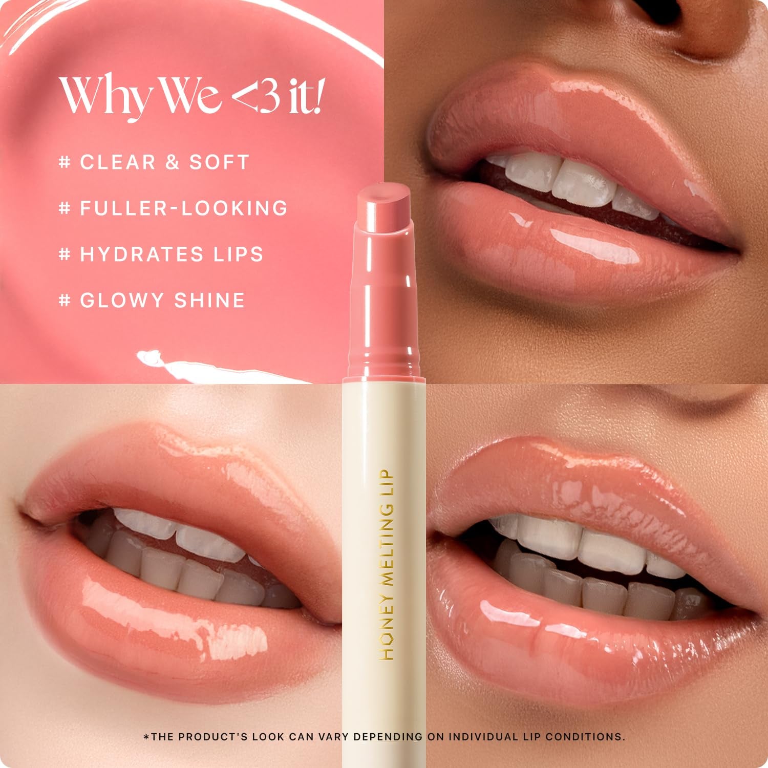 Honey Melting Lip Stick (02 Fig) - Hydrating Gloss and Moisturizing Balm with Sheer Tint and Nude Shine Finish, Korean Makeup