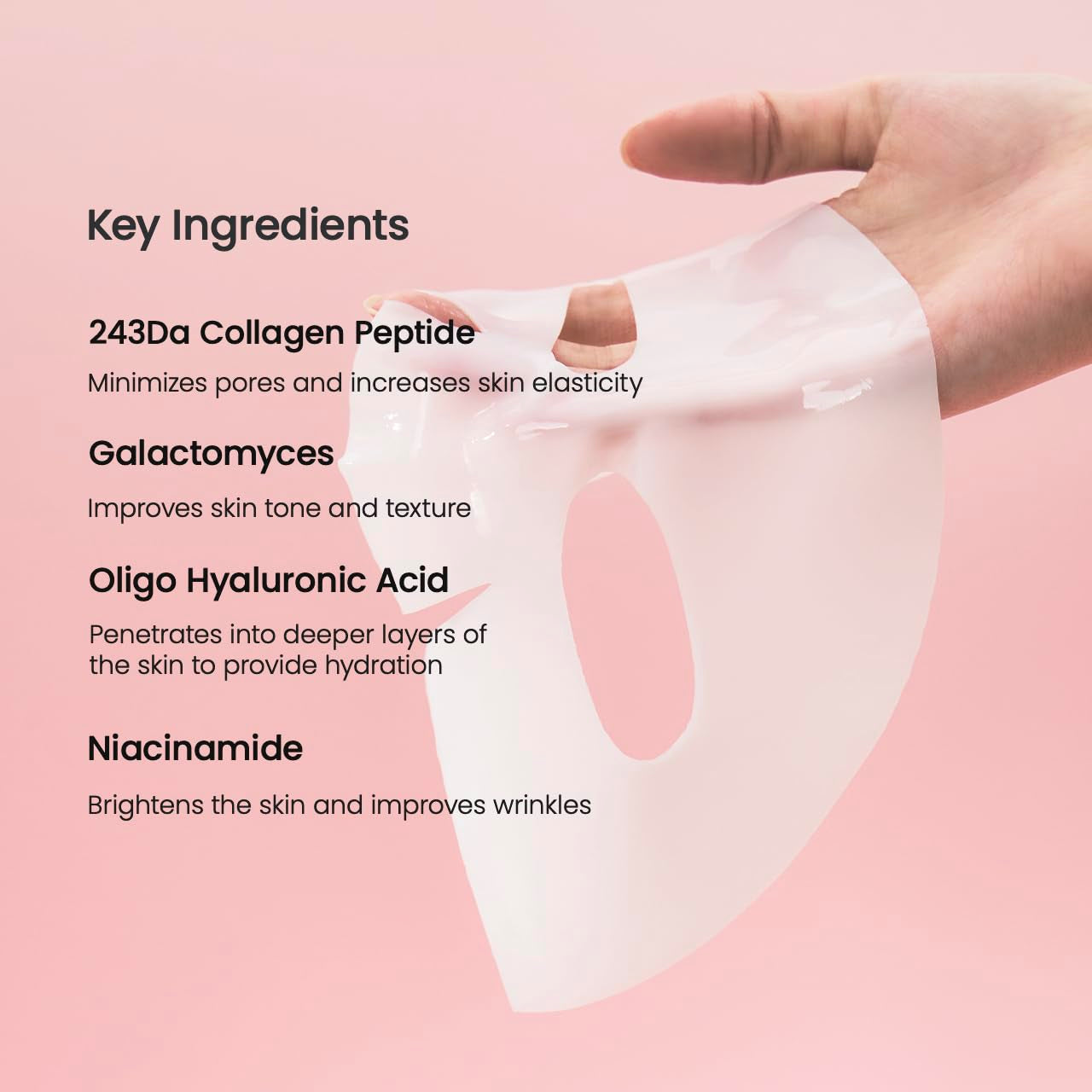 Bio-Collagen Deep Hydrating Overnight Hydrogel Mask - Pore Minimizing and Elasticity Enhancing, 34g x 4 Packs