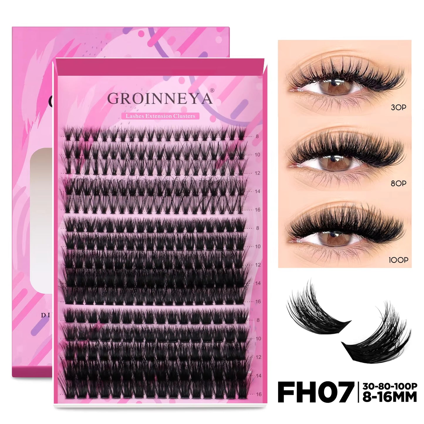 DIY Individual Lash Extension Kit - Complete Set with Cluster Mix Eyelashes, Lash Bond, and Seal for At-Home Application