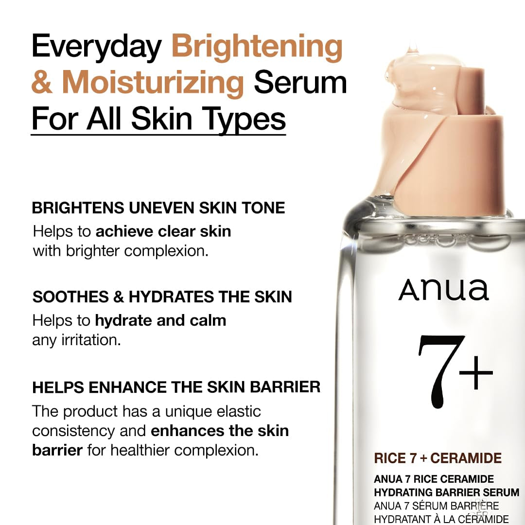 Unlock Radiant Skin with Our Rice Ceramide 7 Hydrating Barrier Serum! ๐งโจ Infused with Rice, Hyaluronic Acid & Niacinamide for Ultimate Brightening & Hydration. Fragrance-Free & Non-Comedogenic! #SkincareGoals #GlowUp