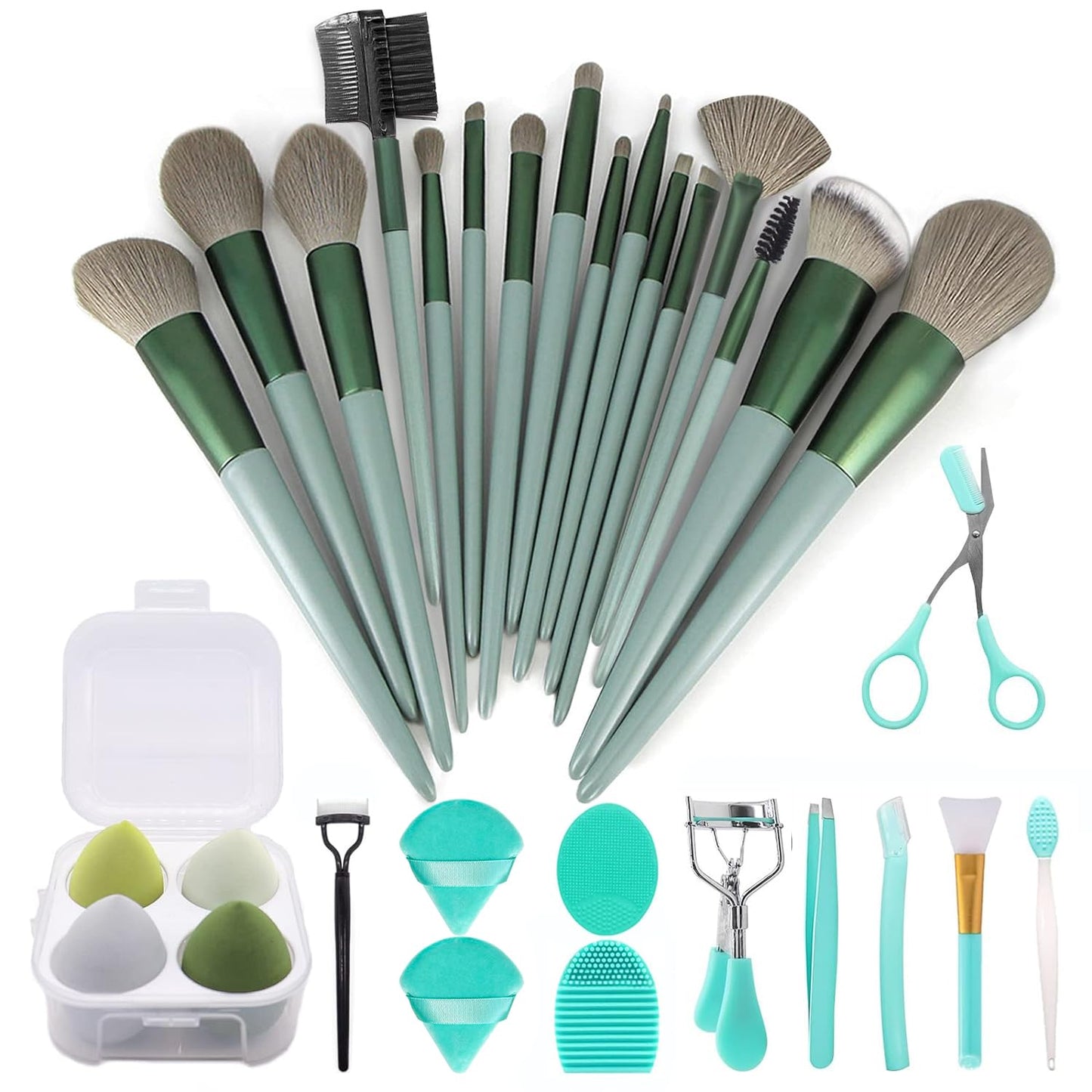 Get Glam with Our 22-Piece Green Makeup Brush Set! Perfect for Flawless Foundation & Stunning Eyeshadow Looks! ππβ¨
