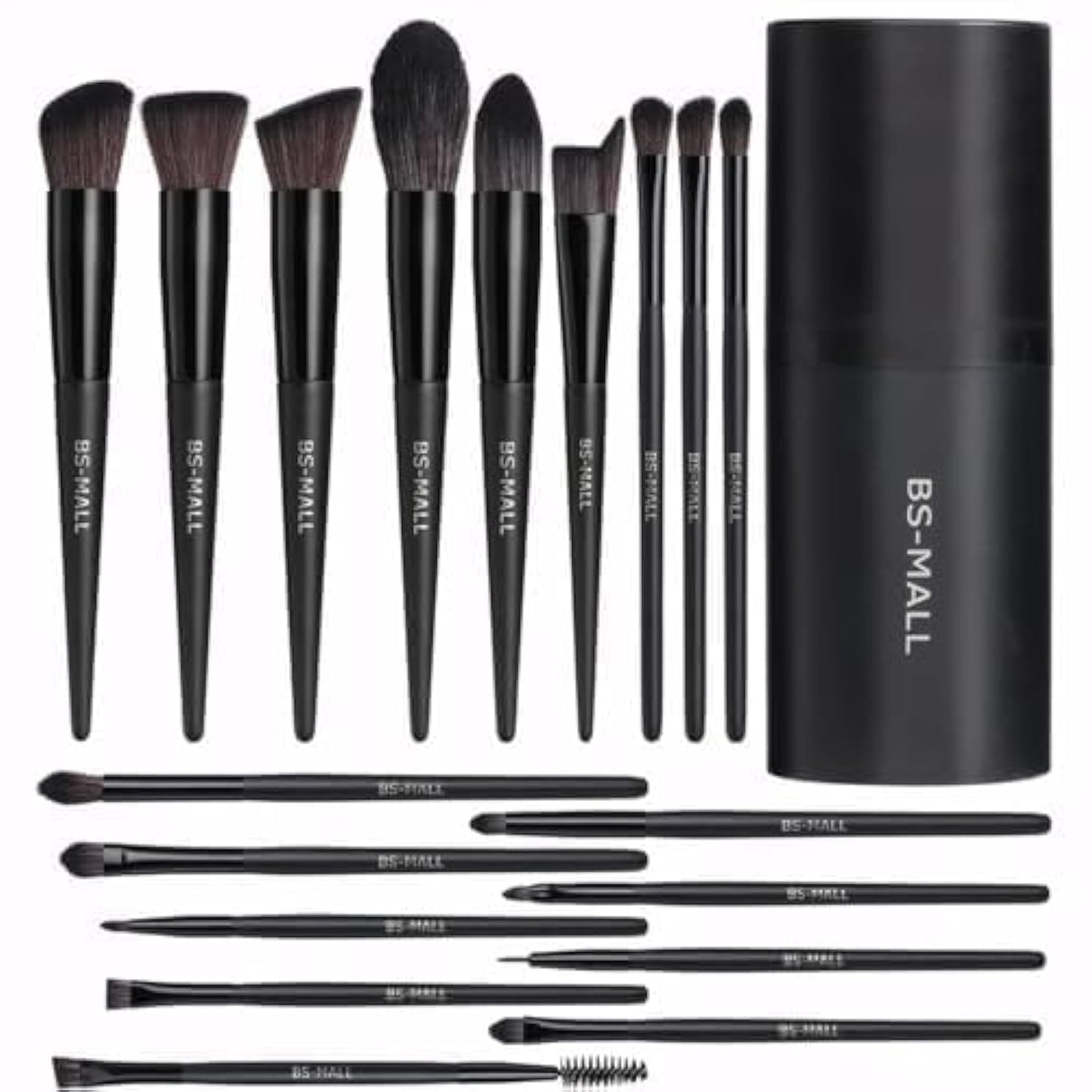 Premium 18-Piece Synthetic Makeup Brush Set with Black Case for Foundation, Powder, Concealers, Eye Shadows, and Blush