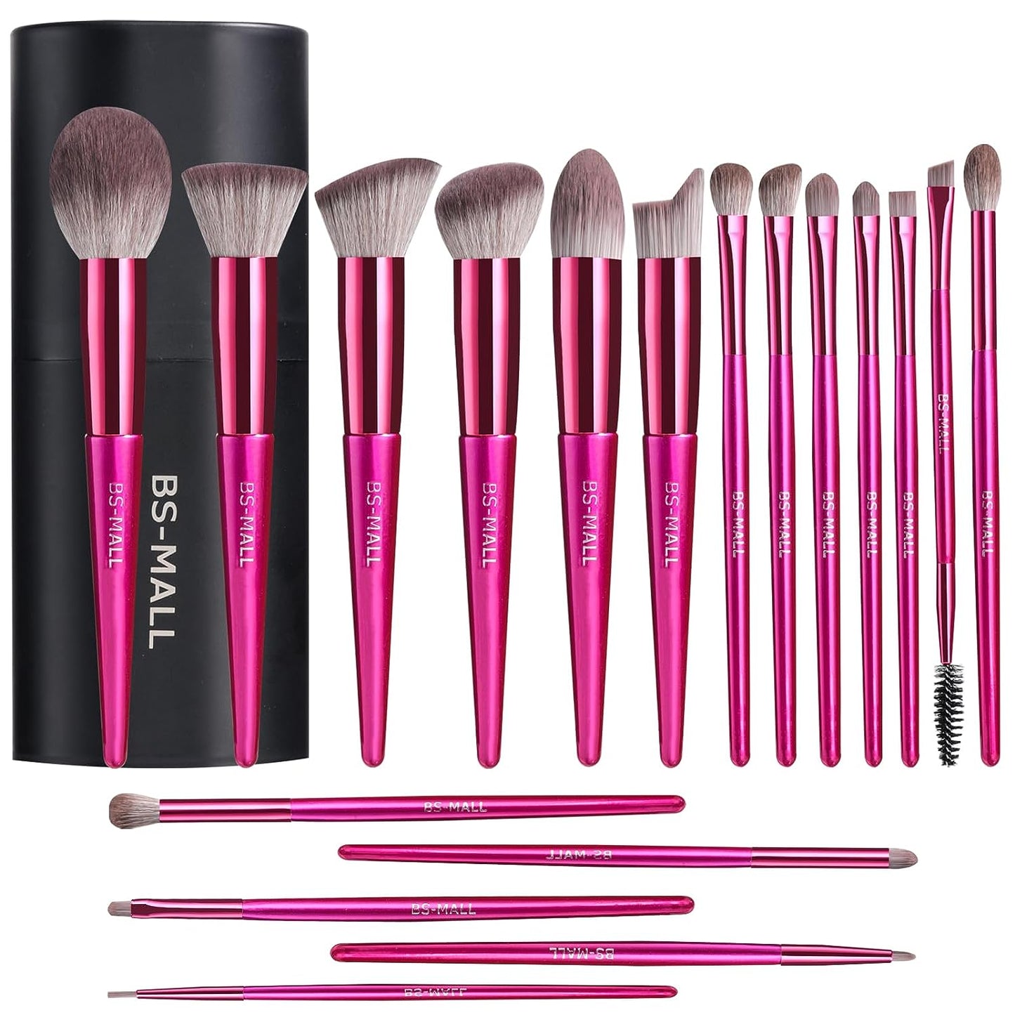 Premium 18-Piece Synthetic Makeup Brush Set with Black Case for Foundation, Powder, Concealers, Eye Shadows, and Blush