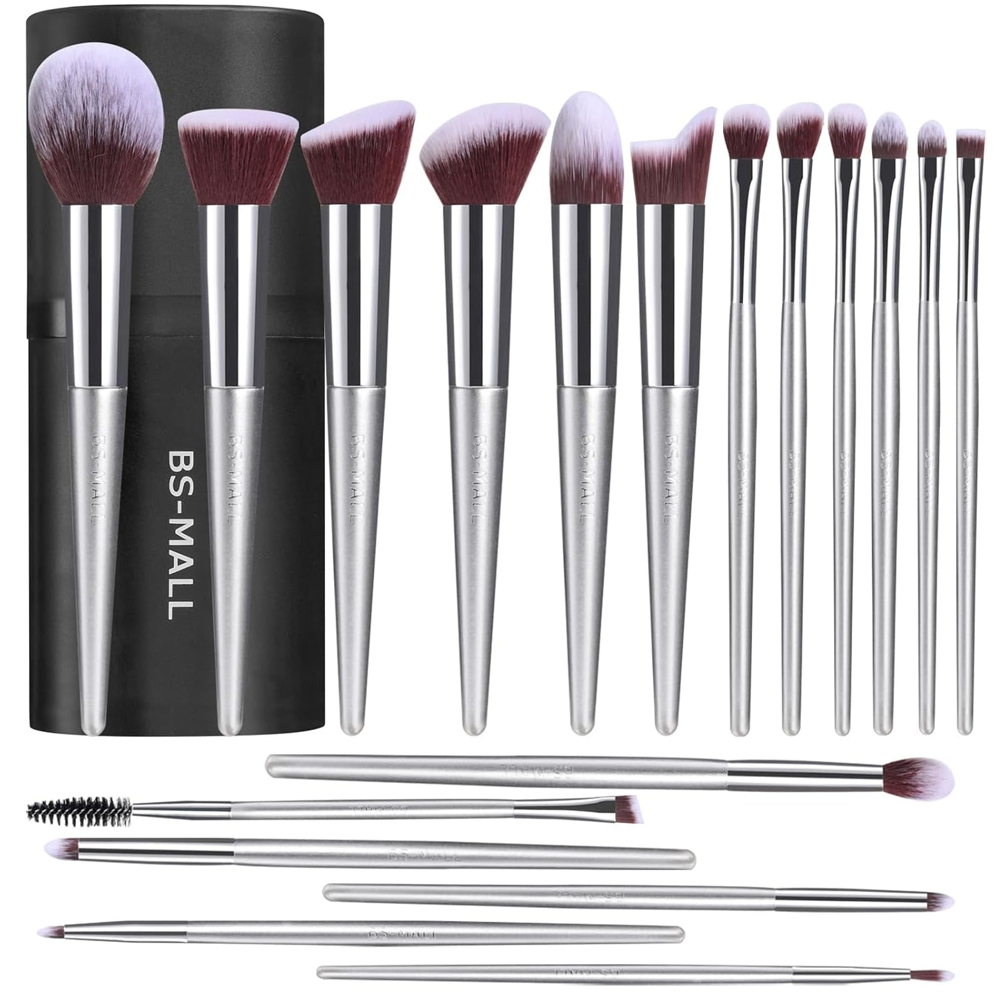 Premium 18-Piece Synthetic Makeup Brush Set with Black Case for Foundation, Powder, Concealers, Eye Shadows, and Blush