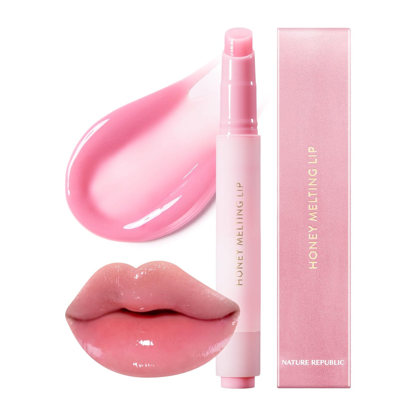 Honey Melting Lip Stick (02 Fig) - Hydrating Gloss and Moisturizing Balm with Sheer Tint and Nude Shine Finish, Korean Makeup