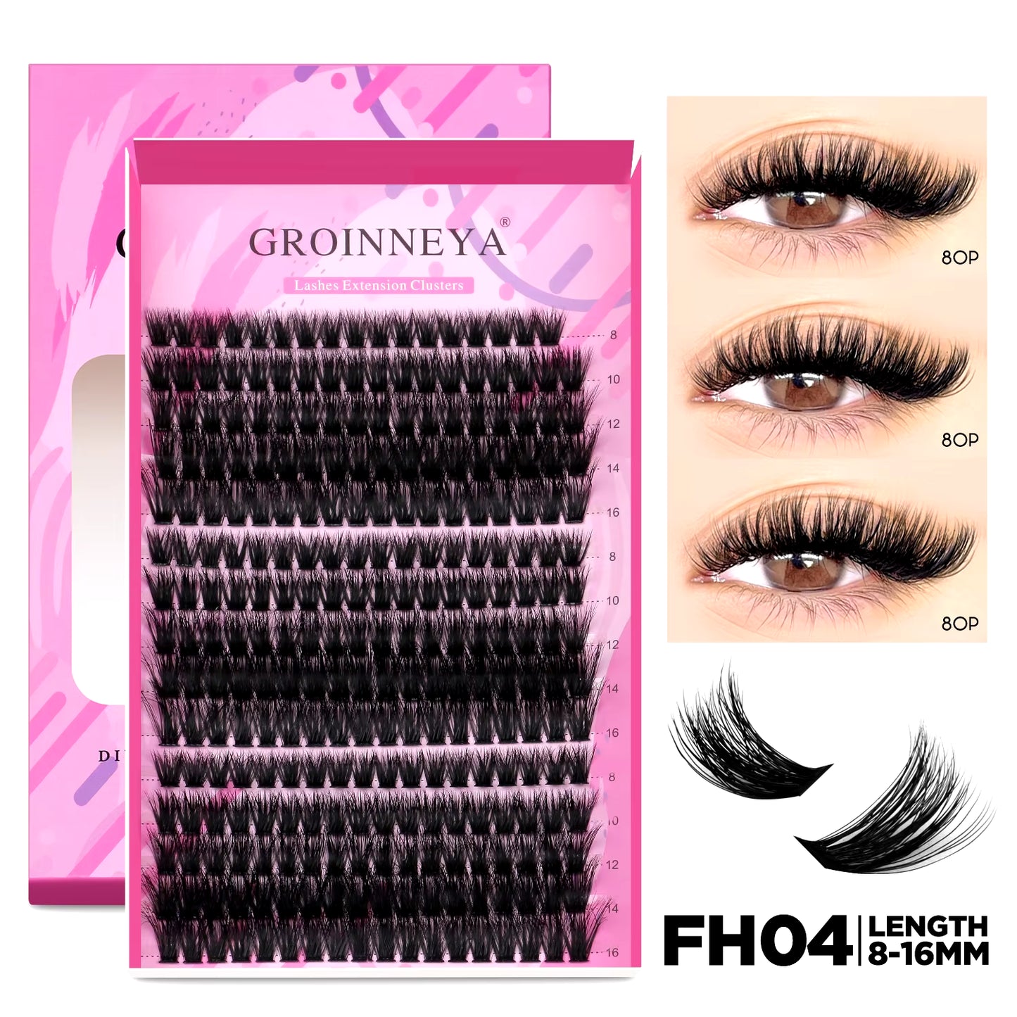 DIY Individual Lash Extension Kit - Complete Set with Cluster Mix Eyelashes, Lash Bond, and Seal for At-Home Application