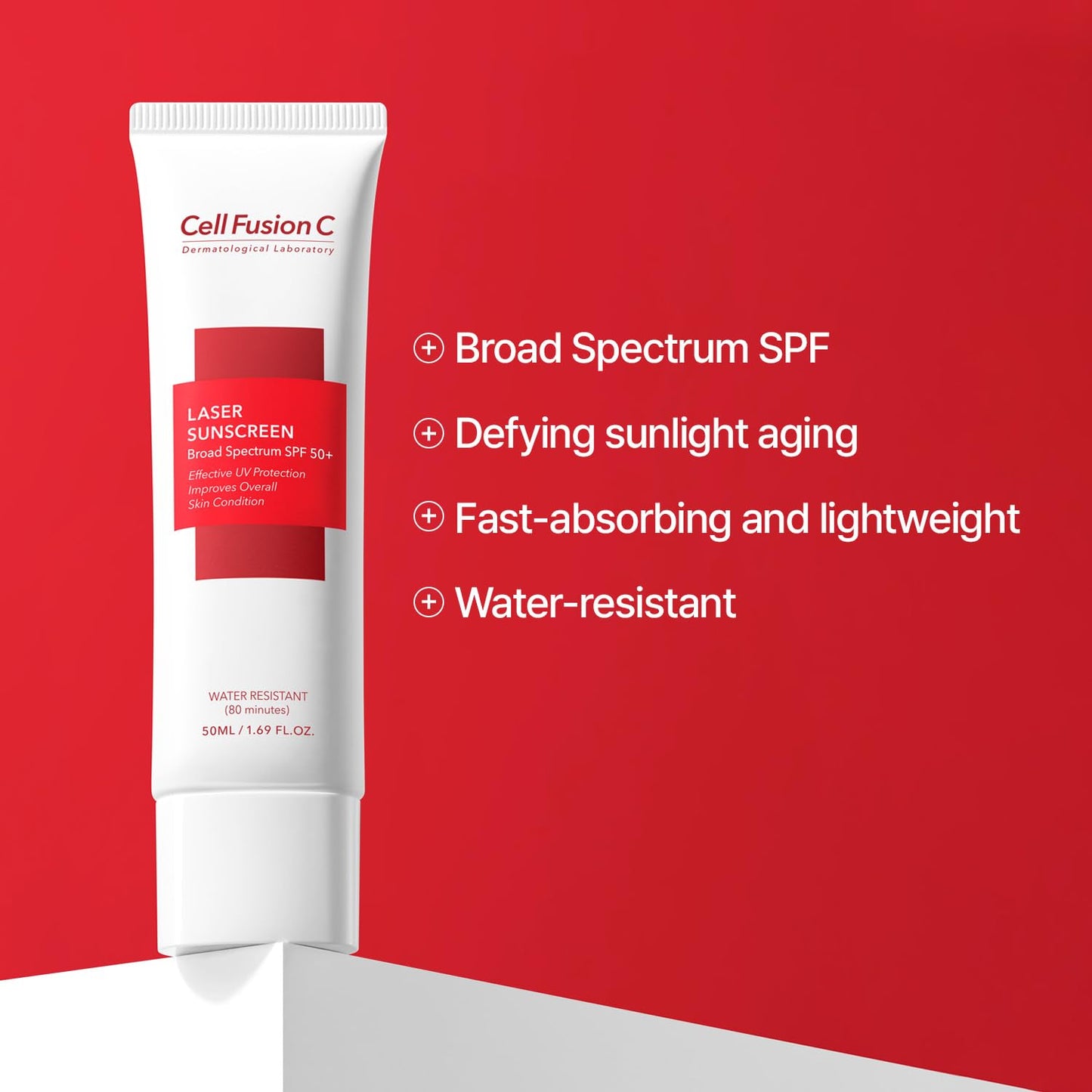 Laser Sunscreen SPF 50 - Lightweight, Non-Greasy Korean Sunscreen for Sensitive and Acne-Prone Skin with Ceramide and Collagen, Water Resistant, 50ml / 1.69 fl. oz.