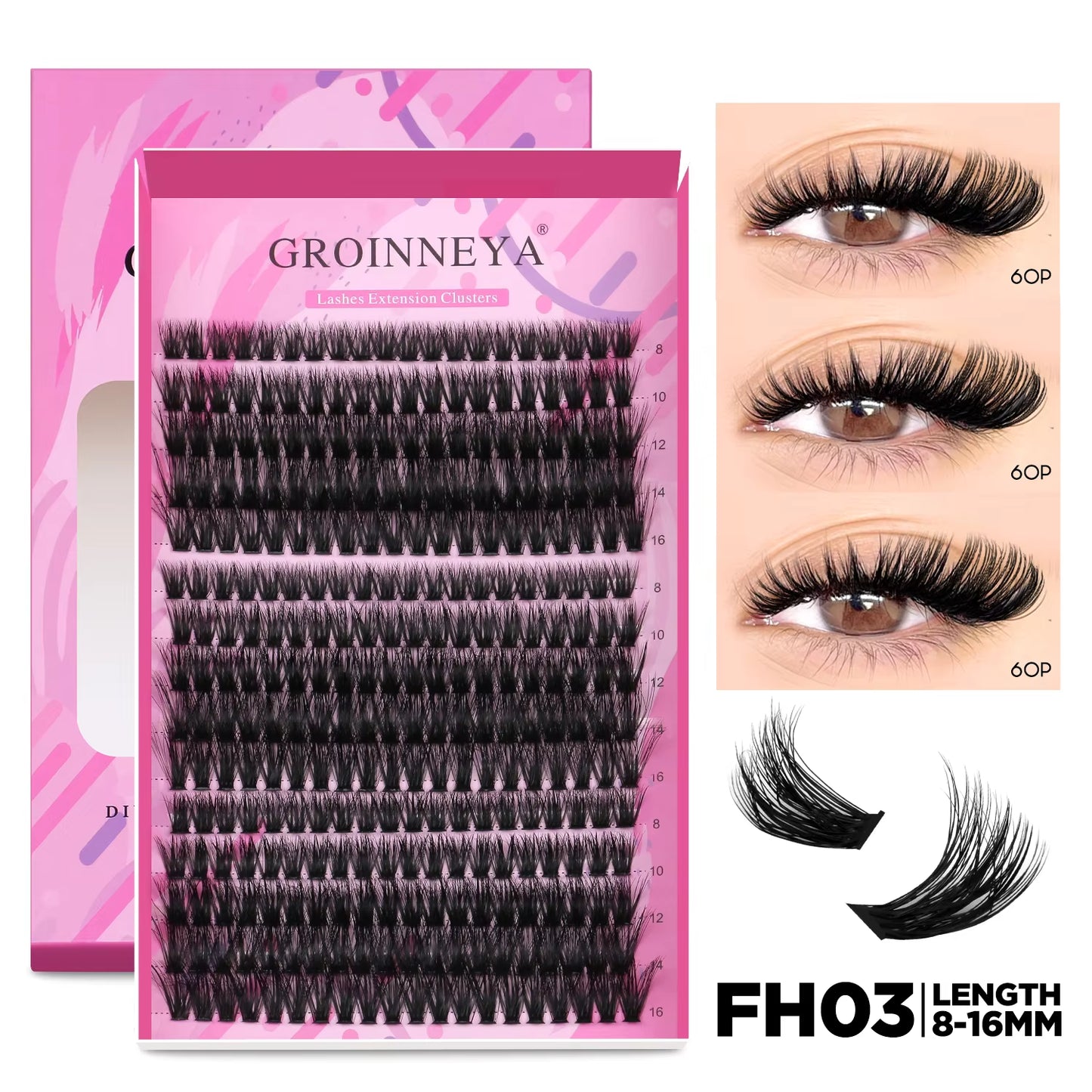 DIY Individual Lash Extension Kit - Complete Set with Cluster Mix Eyelashes, Lash Bond, and Seal for At-Home Application