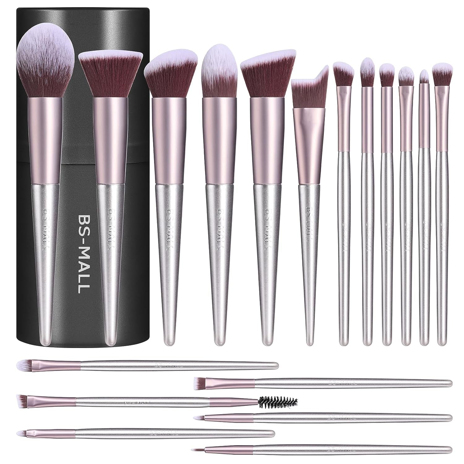 Premium 18-Piece Synthetic Makeup Brush Set with Black Case for Foundation, Powder, Concealers, Eye Shadows, and Blush