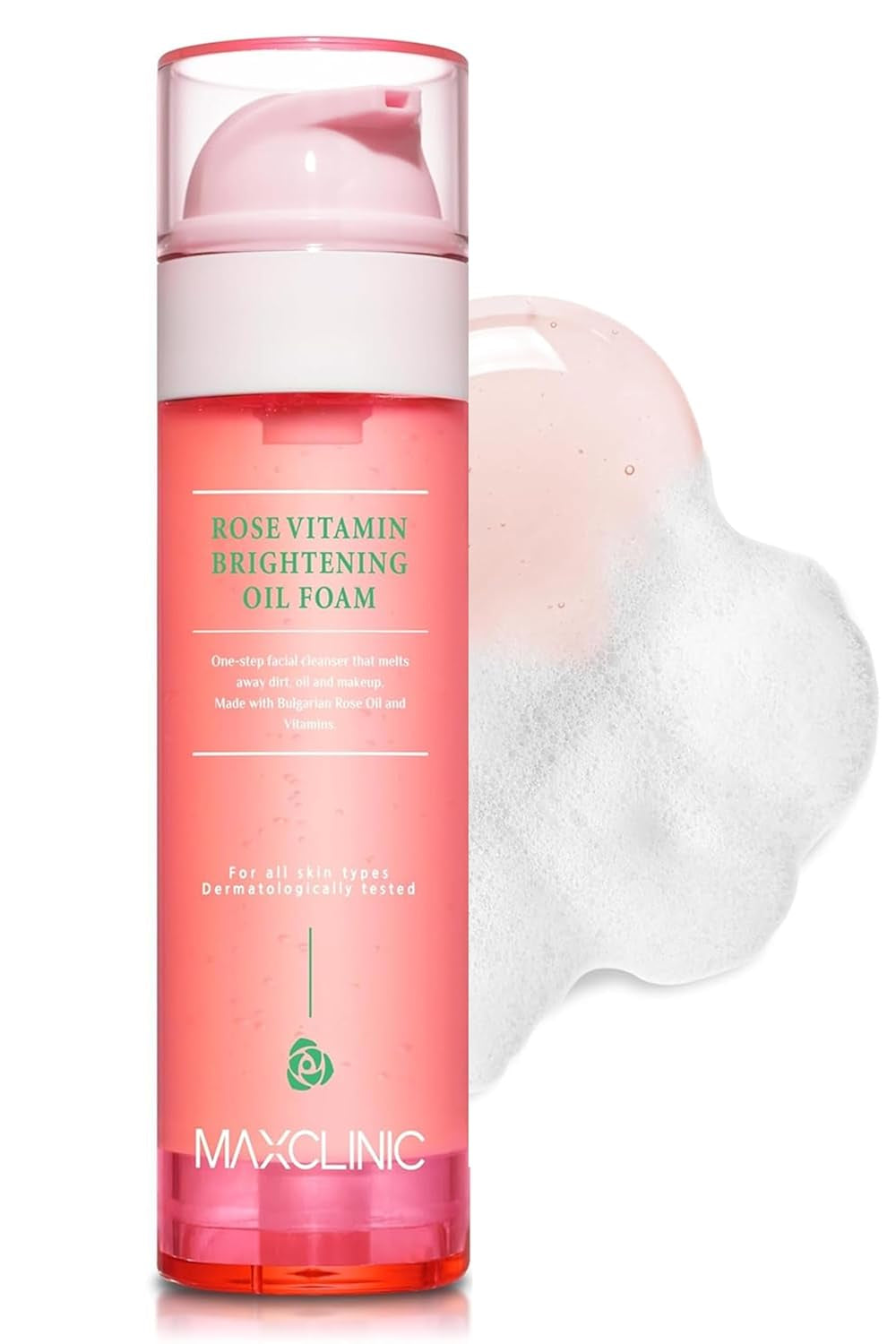 [K-Beauty] Rose Vitamin Oil to Foam - All-In-One Korean Face Wash Oilbased Foaming Facial Cleanser - Pore Minimizing & Blackhead Remover - Makeup Deep Cleansing Oil for All Skin Types (3.88 Fl Oz) blackrose picks blackrose picks