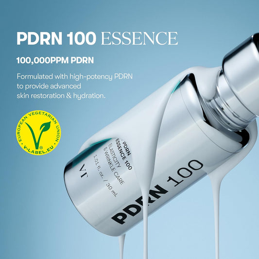 PDRN 100 Essence - Advanced Intensive Glow Serum with 100,000 PPM Vegan PDRN for Skin Restoration, Hydration, and Firming - 1.01 Fl. Oz.