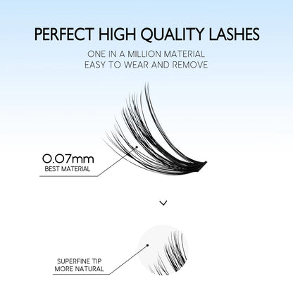 DIY Individual Lash Extension Kit - Complete Set with Cluster Mix Eyelashes, Lash Bond, and Seal for At-Home Application