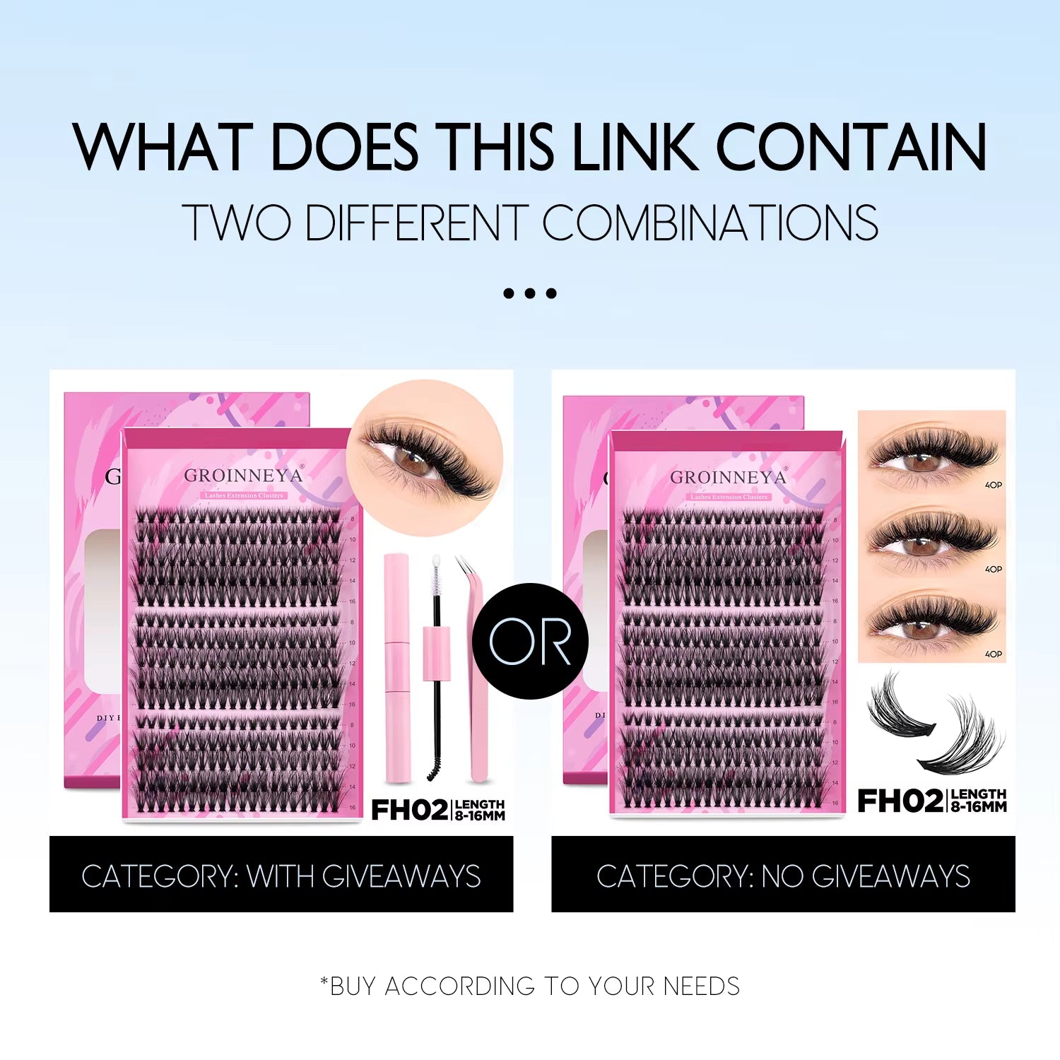 DIY Individual Lash Extension Kit - Complete Set with Cluster Mix Eyelashes, Lash Bond, and Seal for At-Home Application