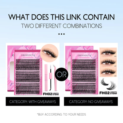 DIY Individual Lash Extension Kit - Complete Set with Cluster Mix Eyelashes, Lash Bond, and Seal for At-Home Application