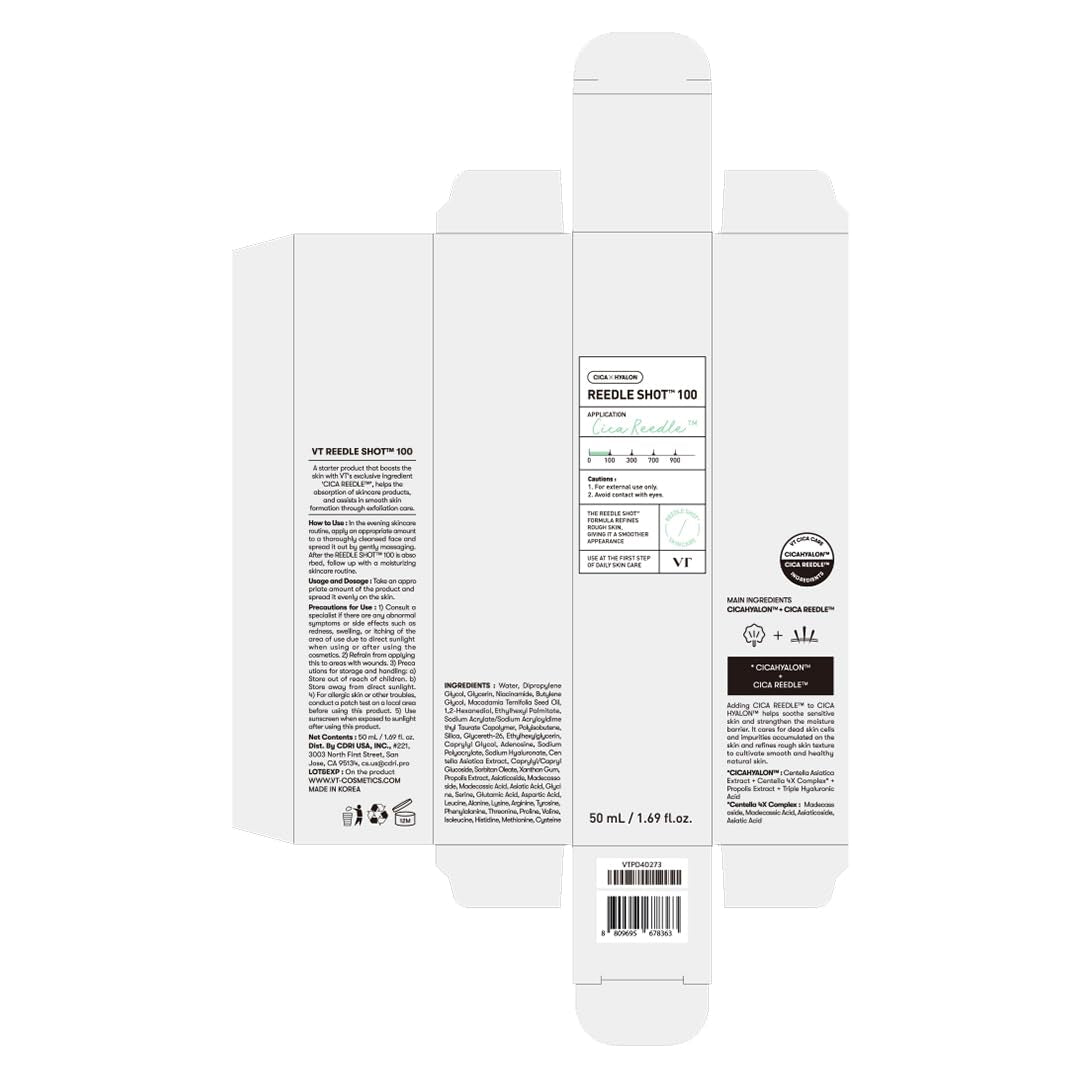 CICA Reedle Shot 100 Microneedling Serum for Pore Care and Exfoliation with Exosome and Centella Asiatica for Enhanced Skin Texture, Korean Liquid Skin Booster (1.69 Fl Oz / 50 mL)