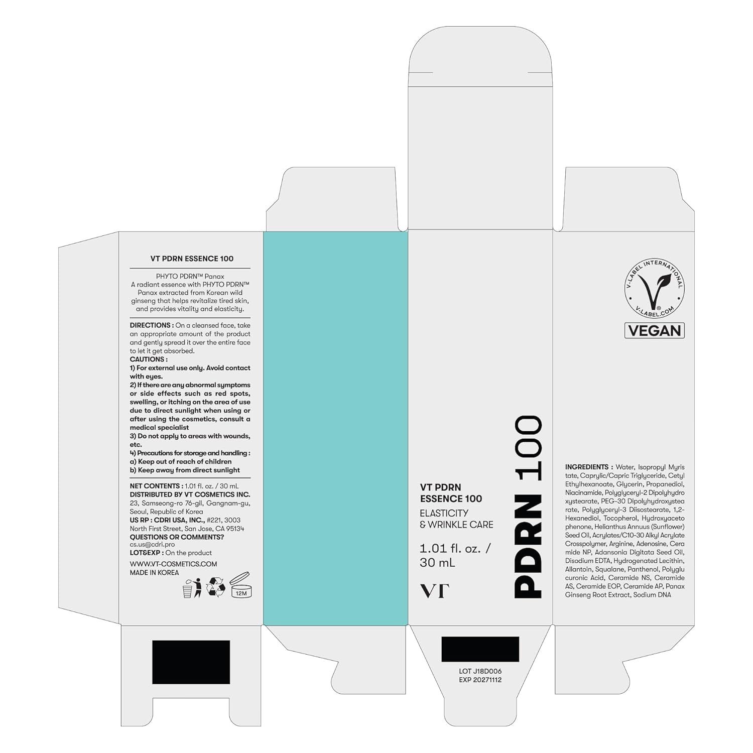 PDRN 100 Essence - Advanced Intensive Glow Serum with 100,000 PPM Vegan PDRN for Skin Restoration, Hydration, and Firming - 1.01 Fl. Oz.