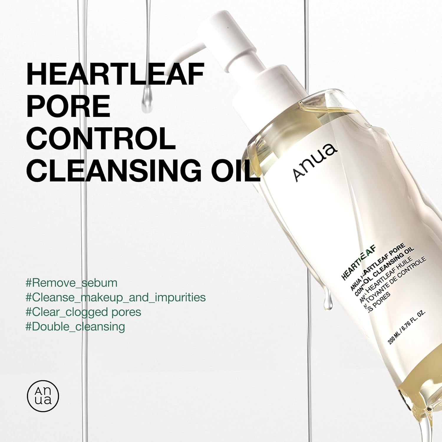 Heartleaf Pore Control Cleansing Oil - Facial Cleanser for Makeup and Blackhead Removal, Korean Skincare, 6.76 Fl Oz (200 mL)
