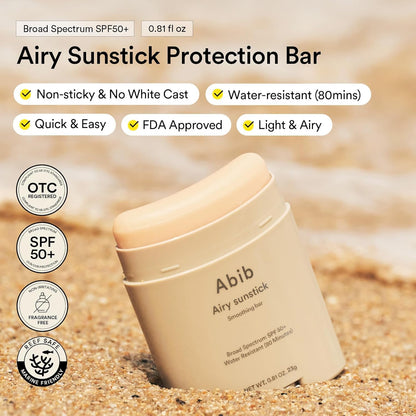 Get Your Glow On with Airy Sunstick SPF 50+! ☀️✨ No White Cast, Water-Resistant, and Perfect for On-the-Go Protection! #KoreanSunscreen #SunCare