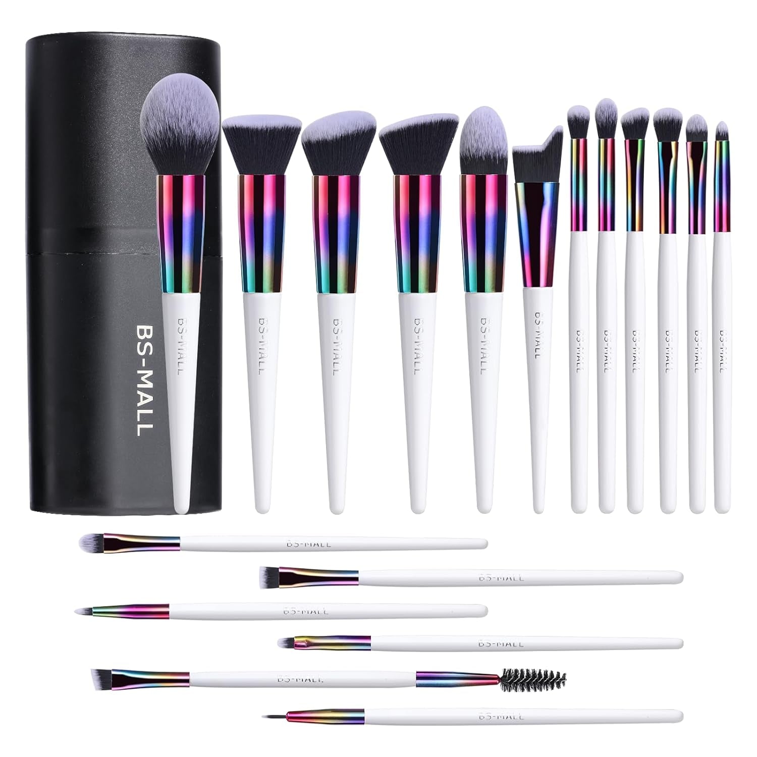 Premium 18-Piece Synthetic Makeup Brush Set with Black Case for Foundation, Powder, Concealers, Eye Shadows, and Blush